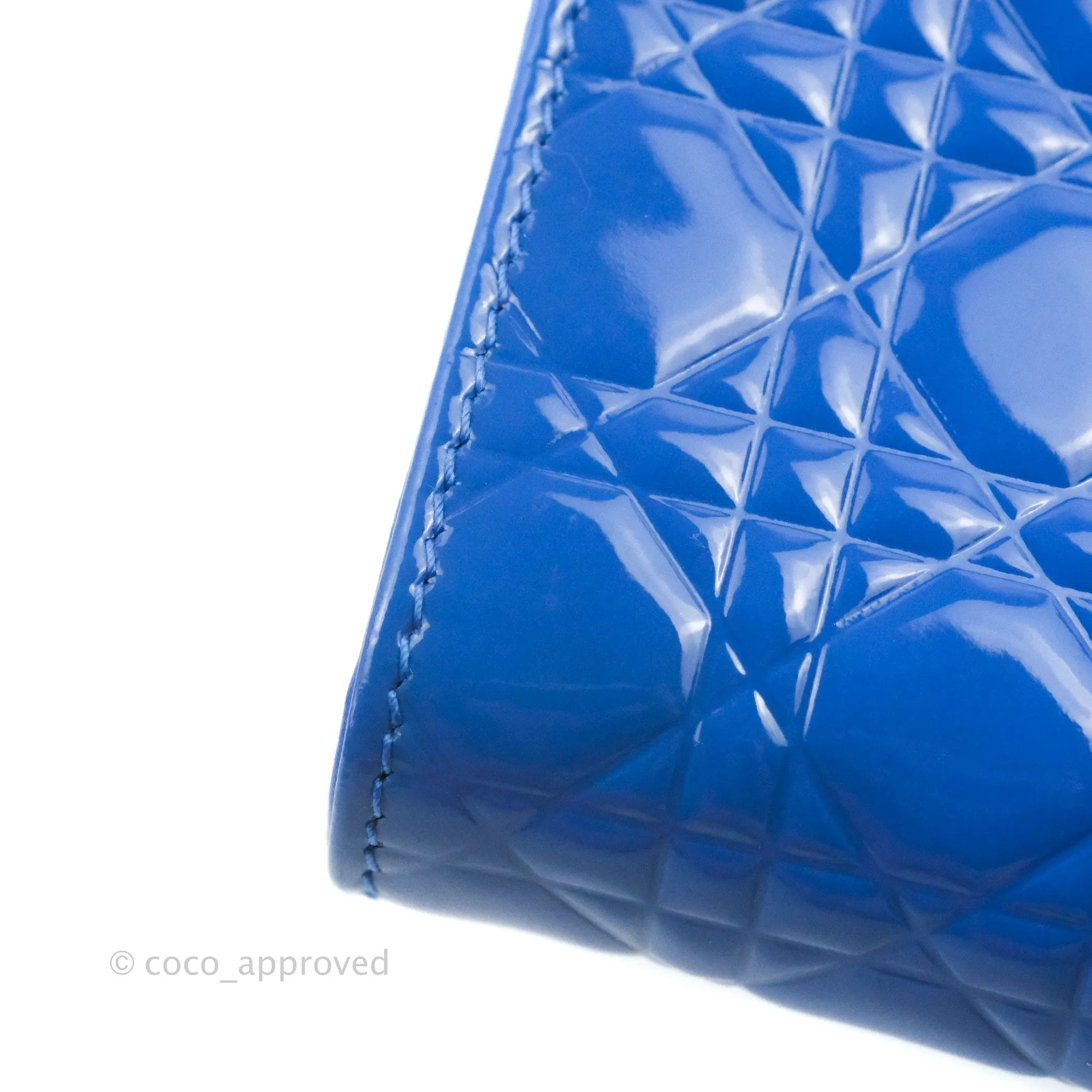 Christian Dior Lady Dior Clutch Bag Cannage Patent Blue