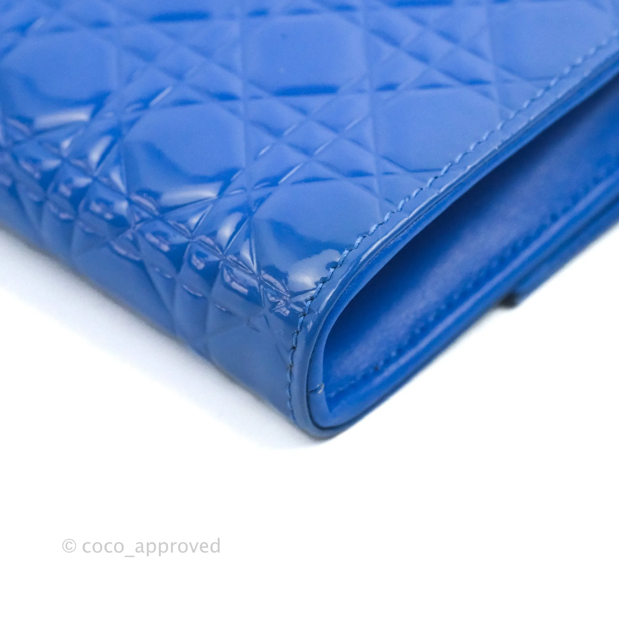 Christian Dior Lady Dior Clutch Bag Cannage Patent Blue