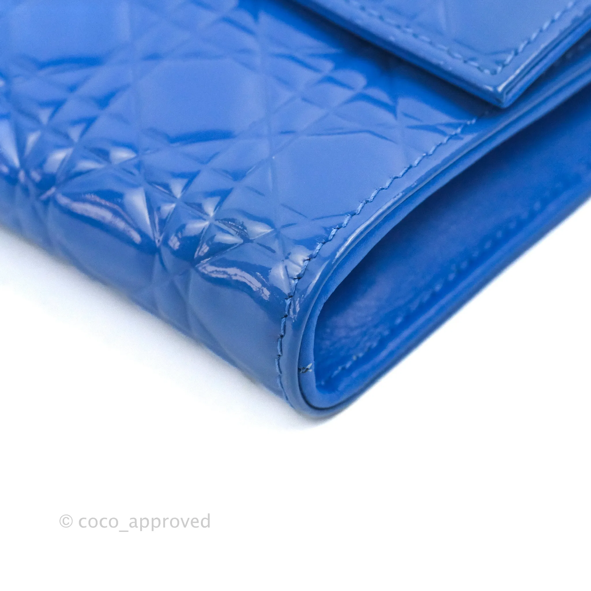 Christian Dior Lady Dior Clutch Bag Cannage Patent Blue