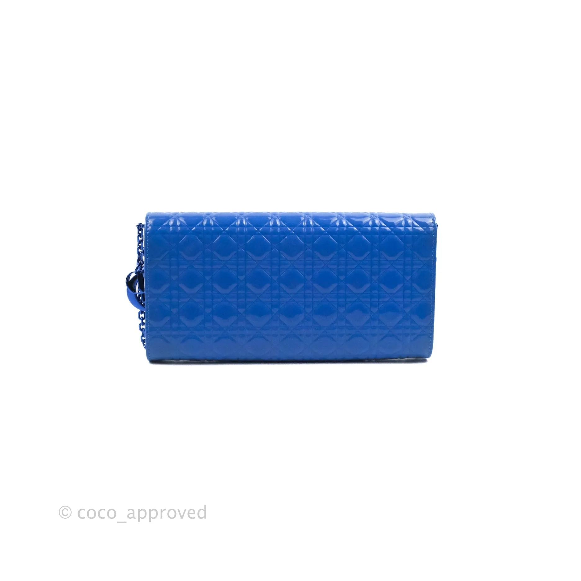 Christian Dior Lady Dior Clutch Bag Cannage Patent Blue