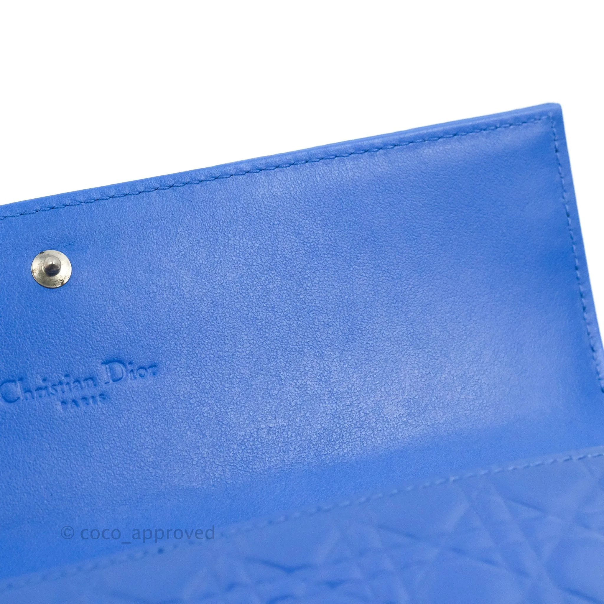 Christian Dior Lady Dior Clutch Bag Cannage Patent Blue