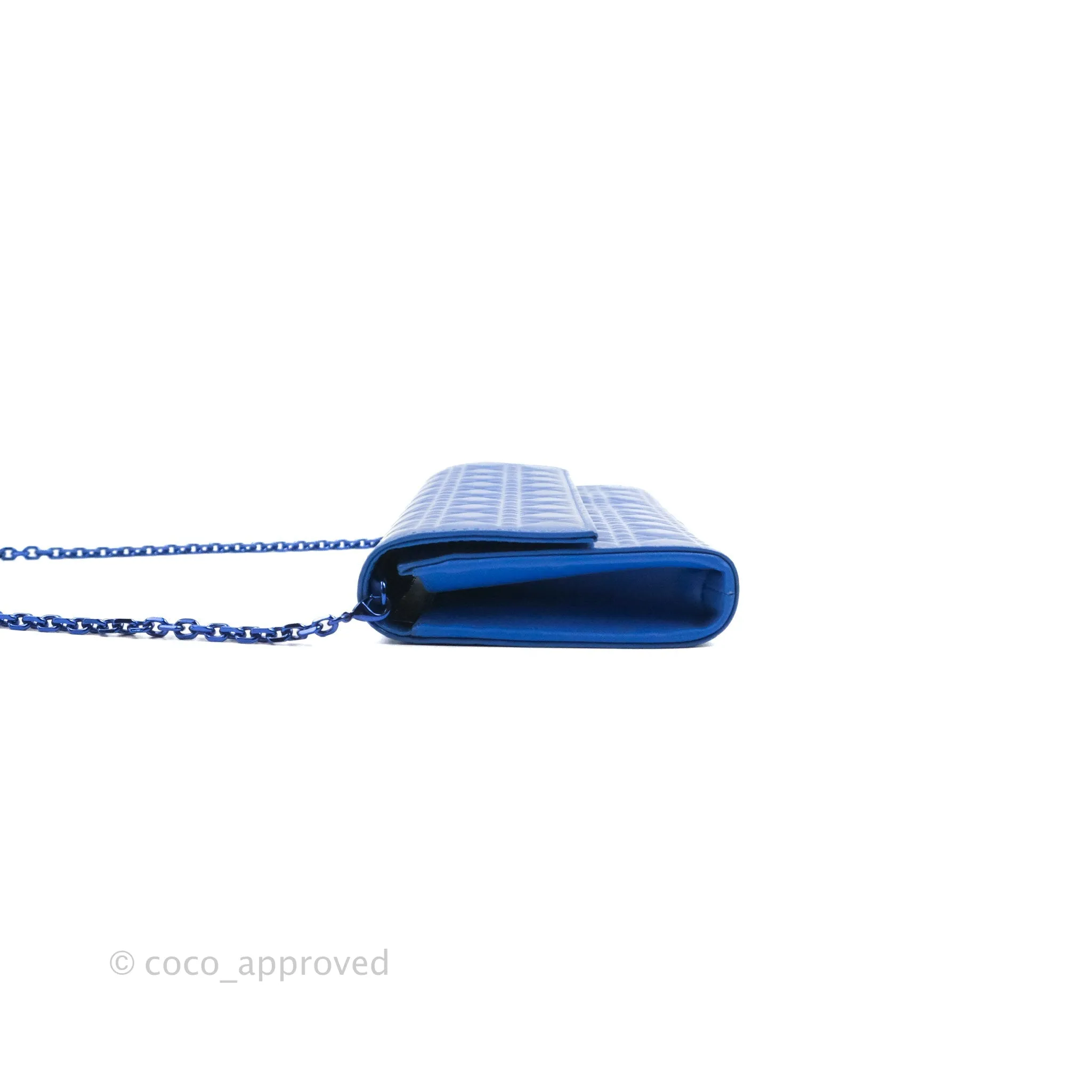 Christian Dior Lady Dior Clutch Bag Cannage Patent Blue