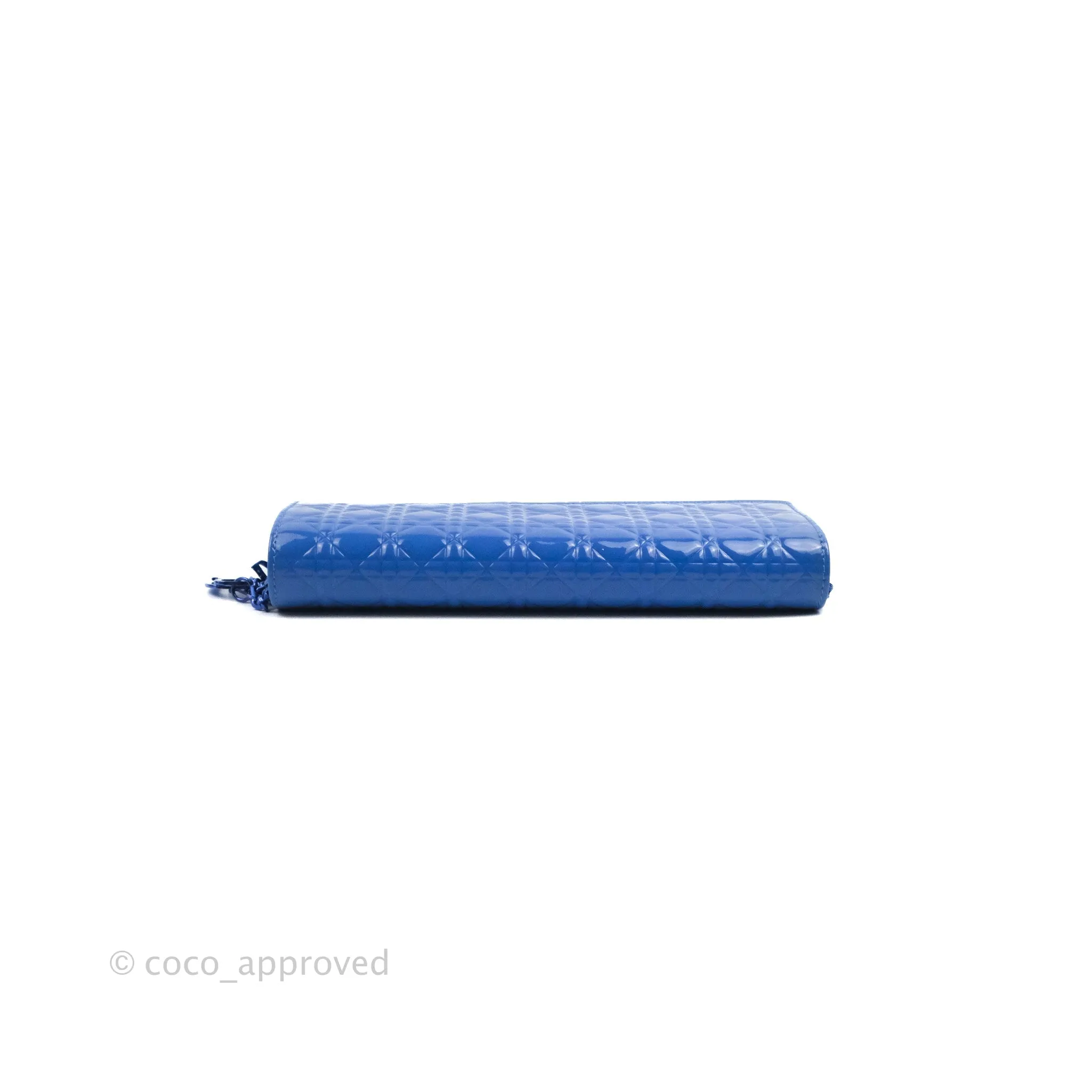 Christian Dior Lady Dior Clutch Bag Cannage Patent Blue