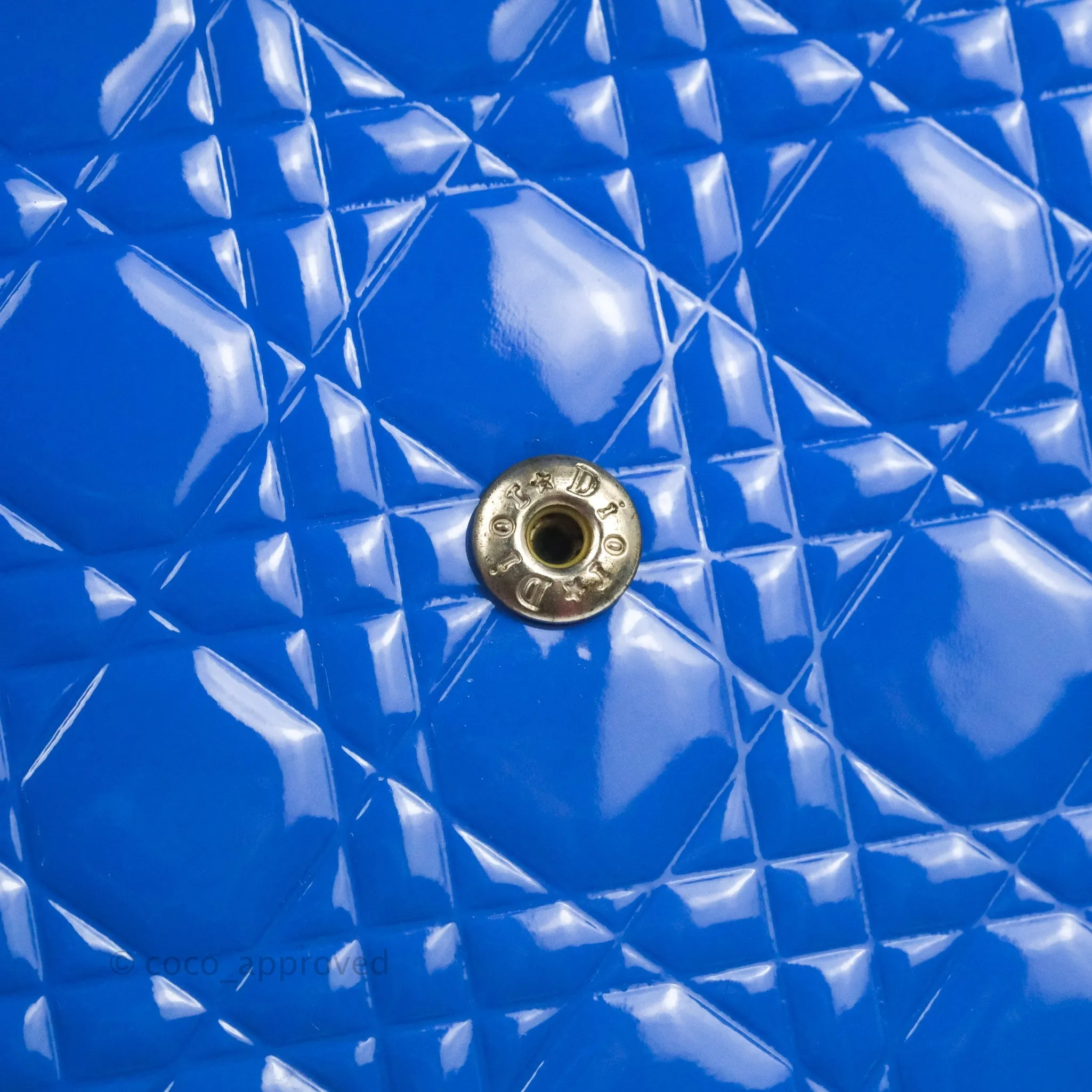 Christian Dior Lady Dior Clutch Bag Cannage Patent Blue