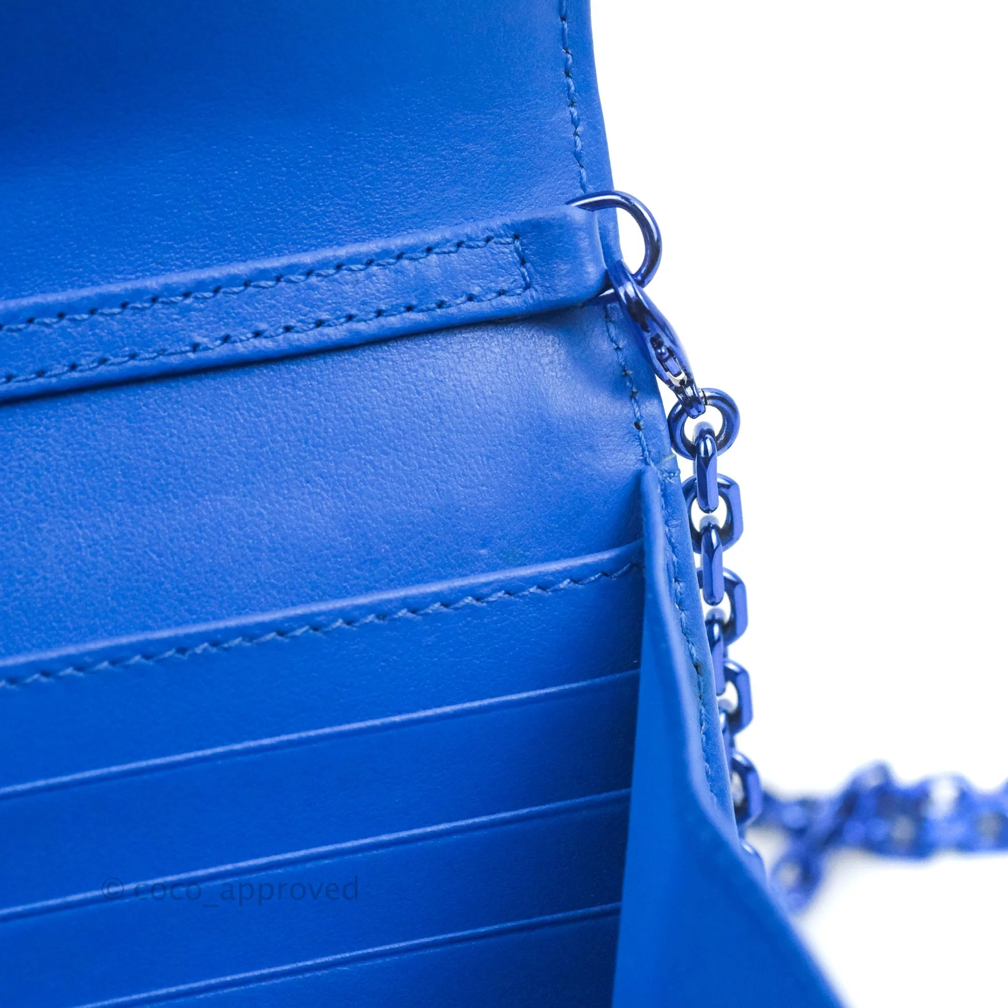 Christian Dior Lady Dior Clutch Bag Cannage Patent Blue