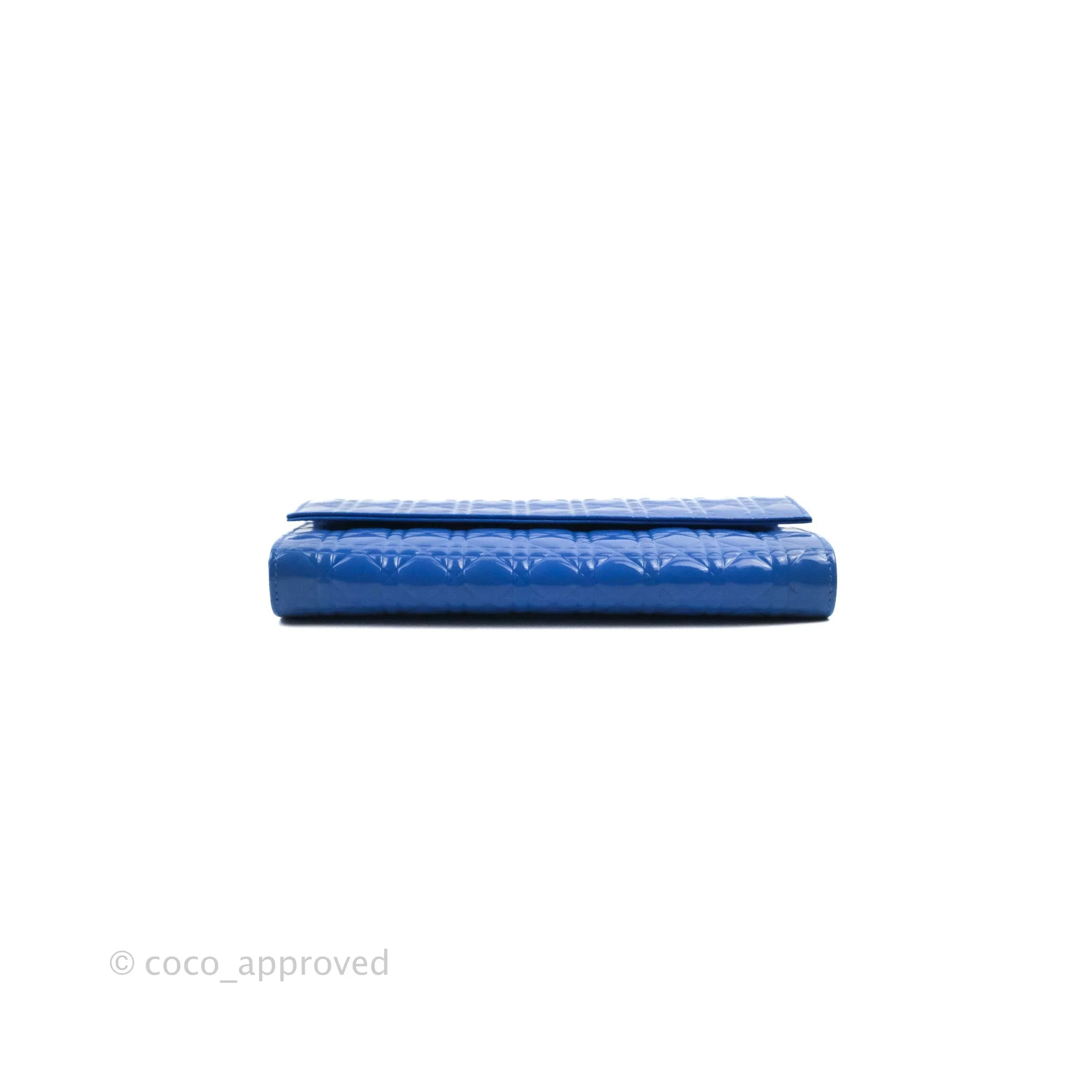 Christian Dior Lady Dior Clutch Bag Cannage Patent Blue