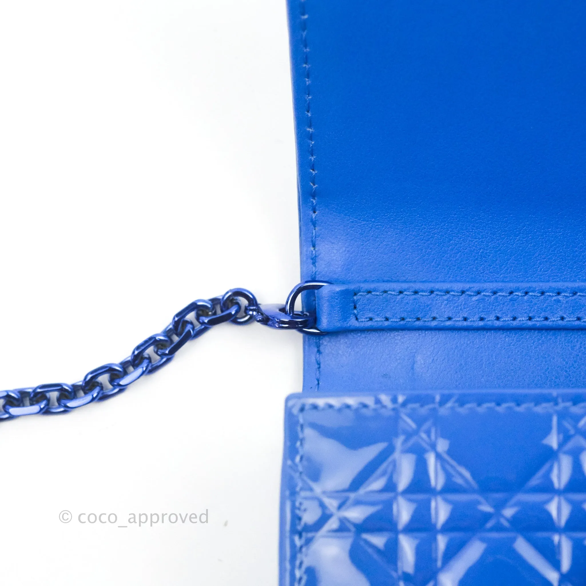 Christian Dior Lady Dior Clutch Bag Cannage Patent Blue