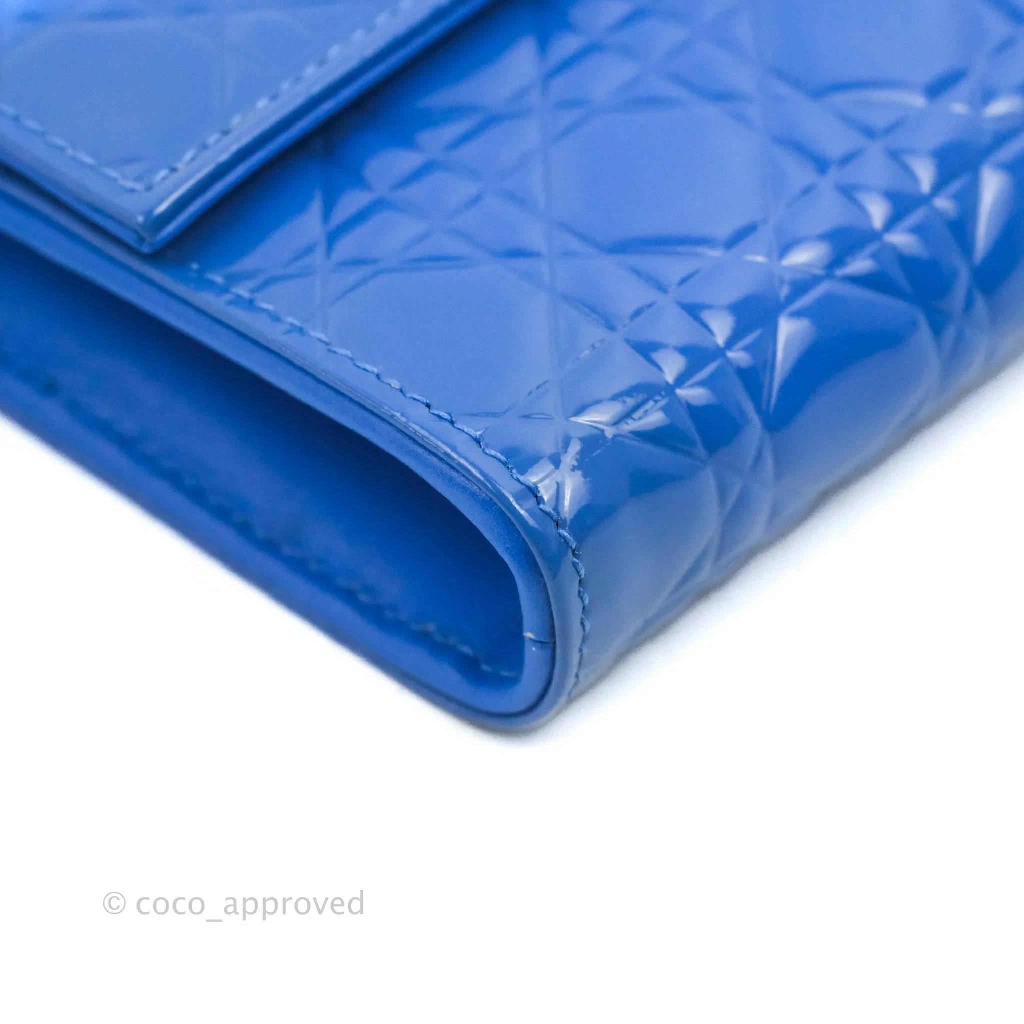 Christian Dior Lady Dior Clutch Bag Cannage Patent Blue