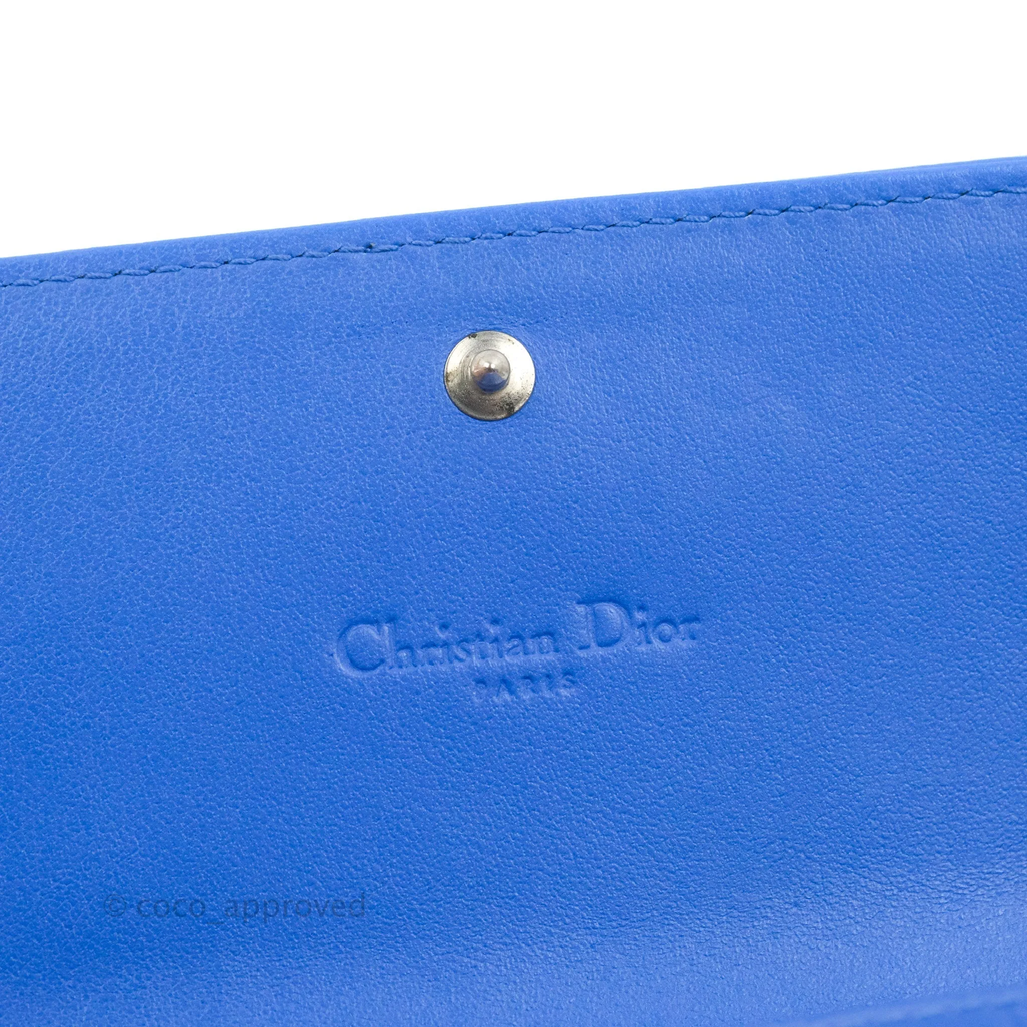 Christian Dior Lady Dior Clutch Bag Cannage Patent Blue
