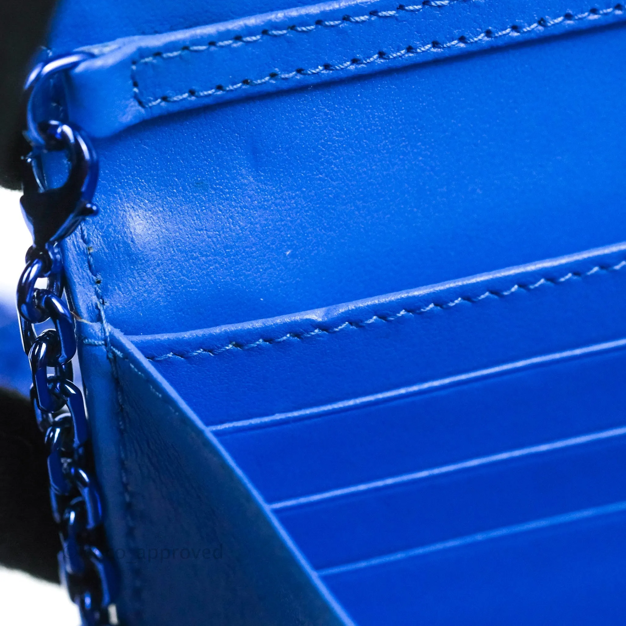 Christian Dior Lady Dior Clutch Bag Cannage Patent Blue