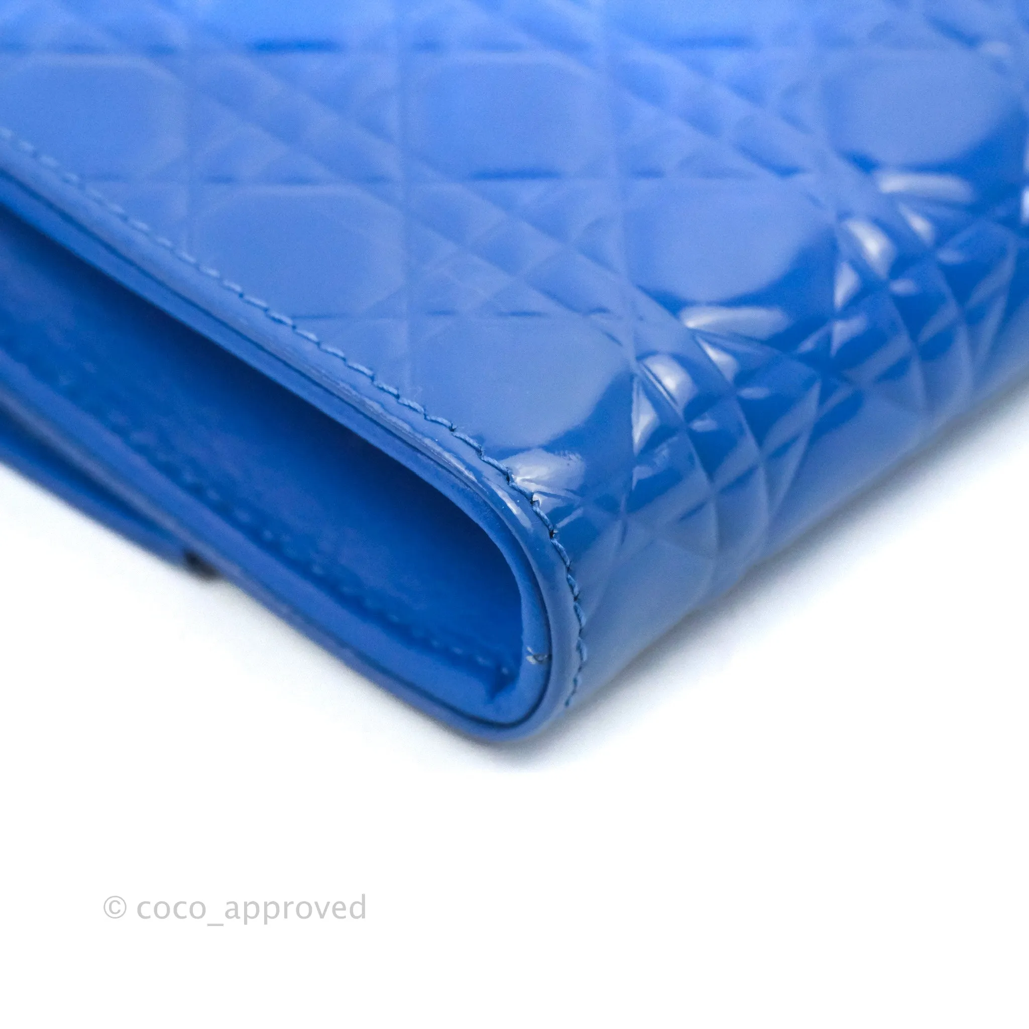 Christian Dior Lady Dior Clutch Bag Cannage Patent Blue