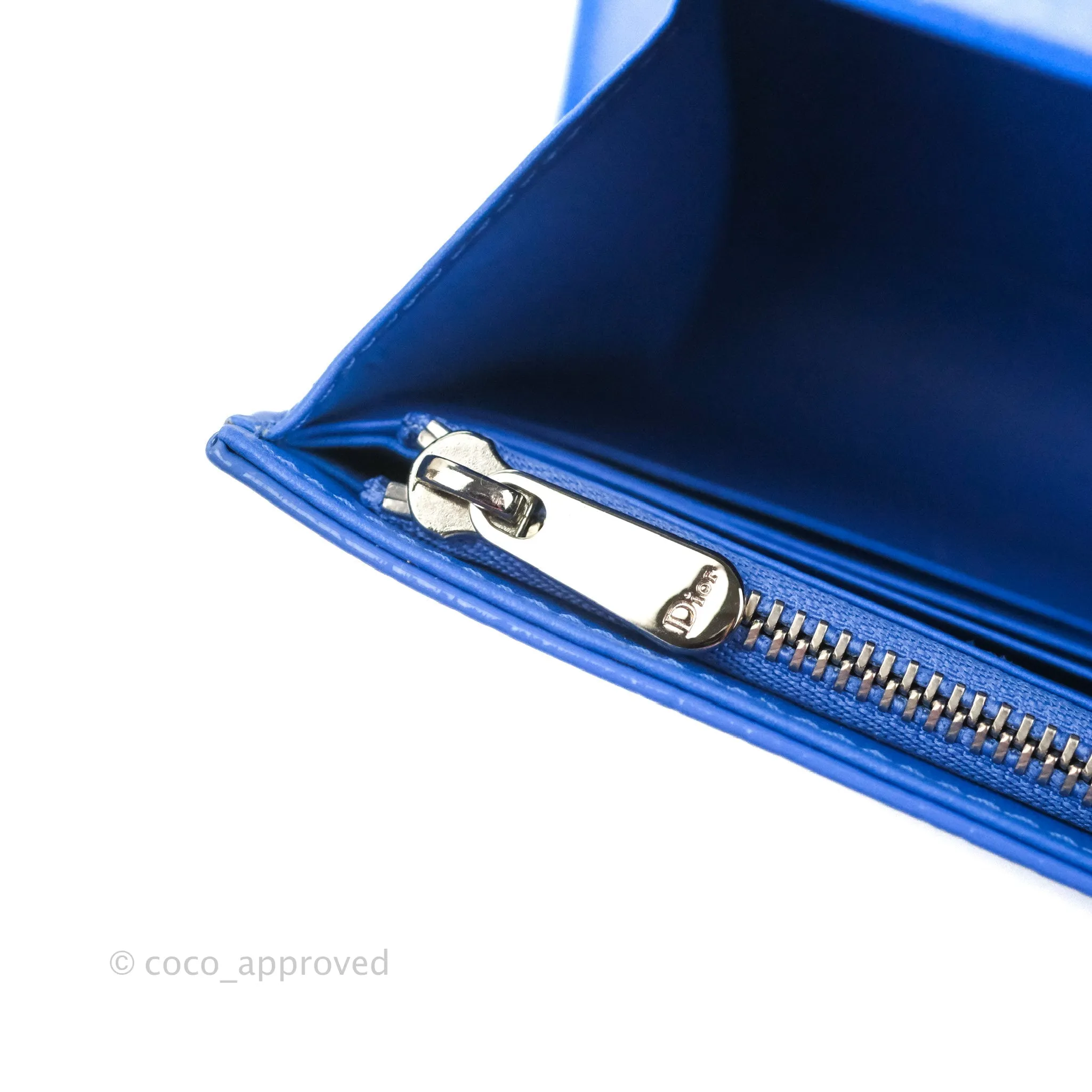 Christian Dior Lady Dior Clutch Bag Cannage Patent Blue