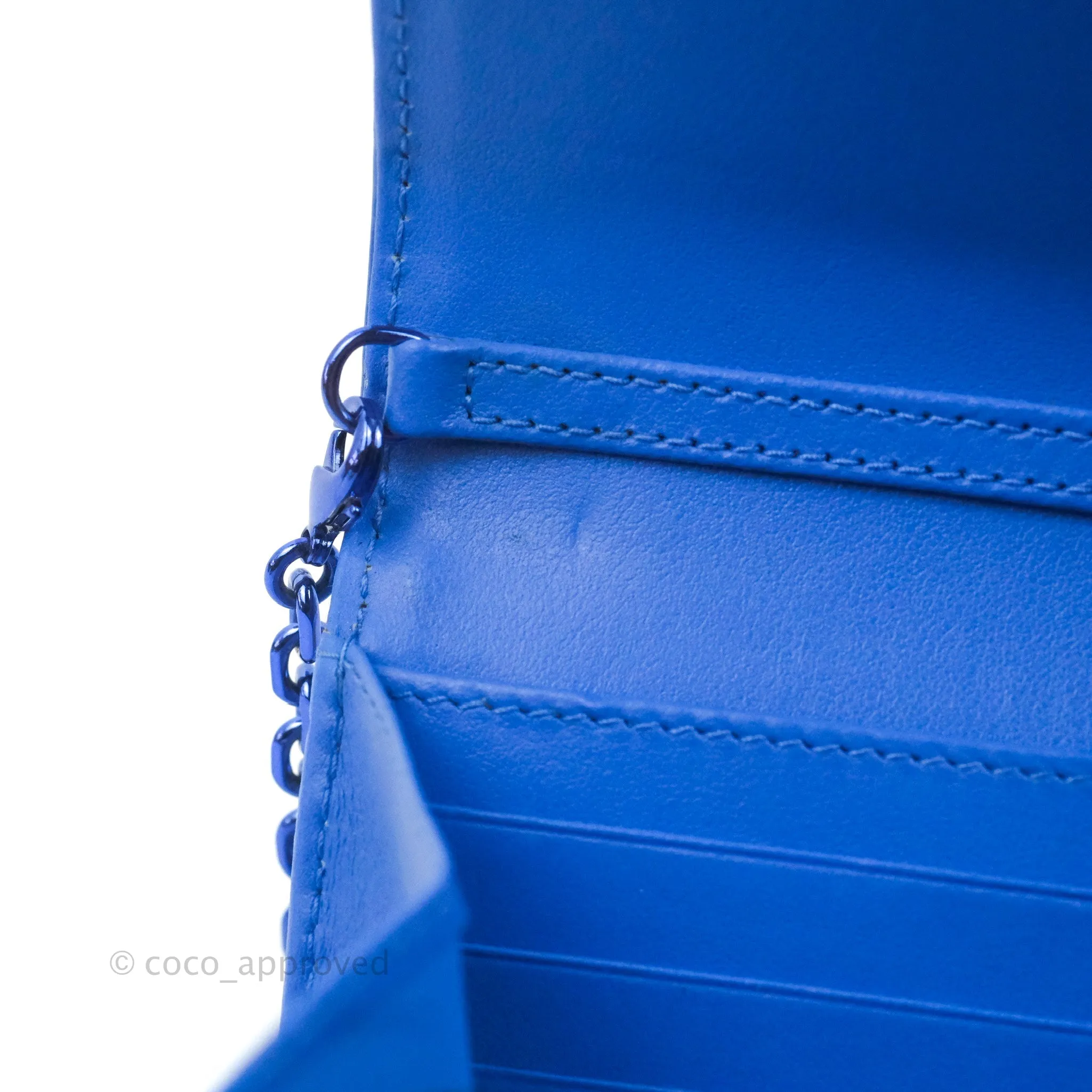 Christian Dior Lady Dior Clutch Bag Cannage Patent Blue
