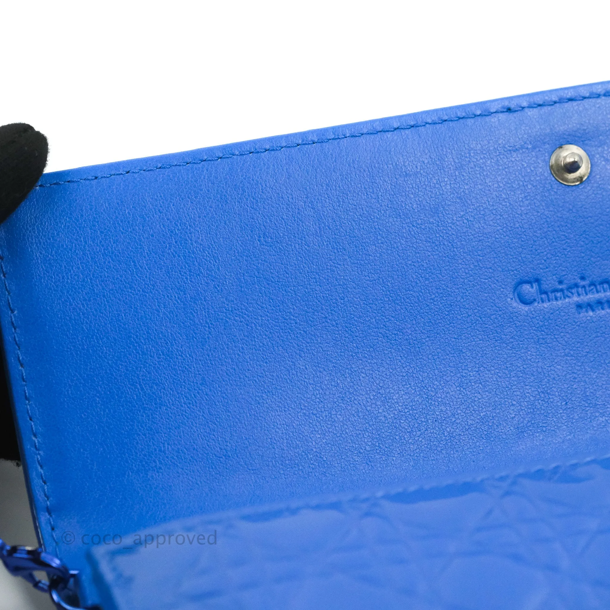Christian Dior Lady Dior Clutch Bag Cannage Patent Blue