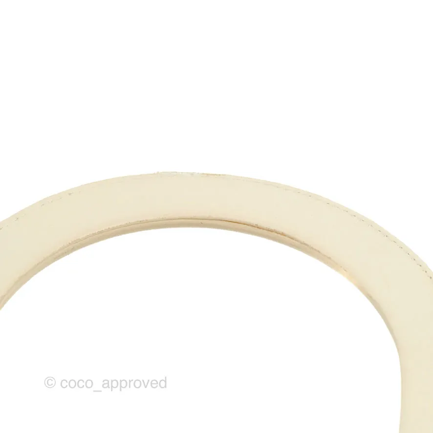 Christian Dior Lady Dior White Studded Light Beige Silver Hardware