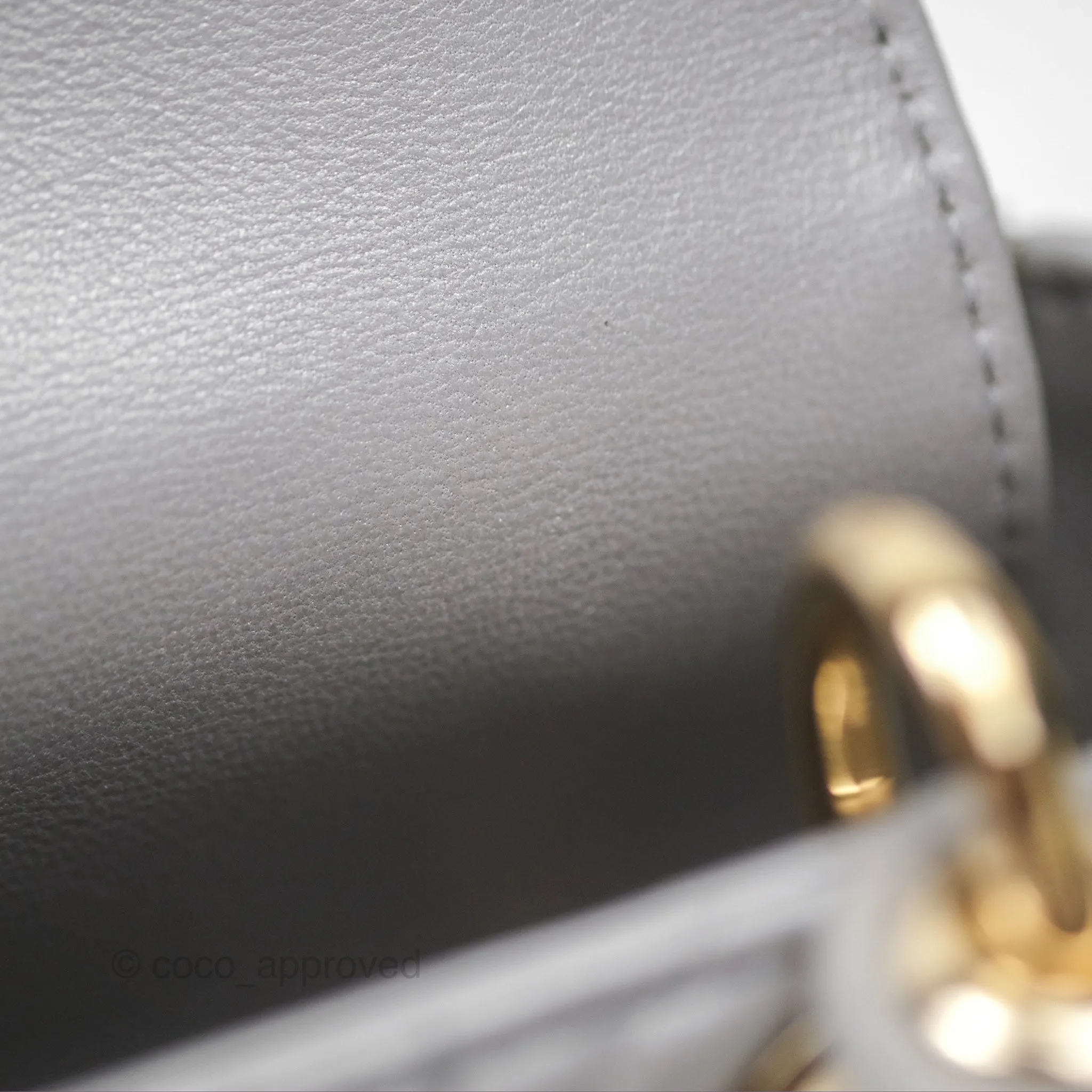 Christian Dior Lambskin Cannage Mini Lady Dior Iridescent Grey Gold Hardware