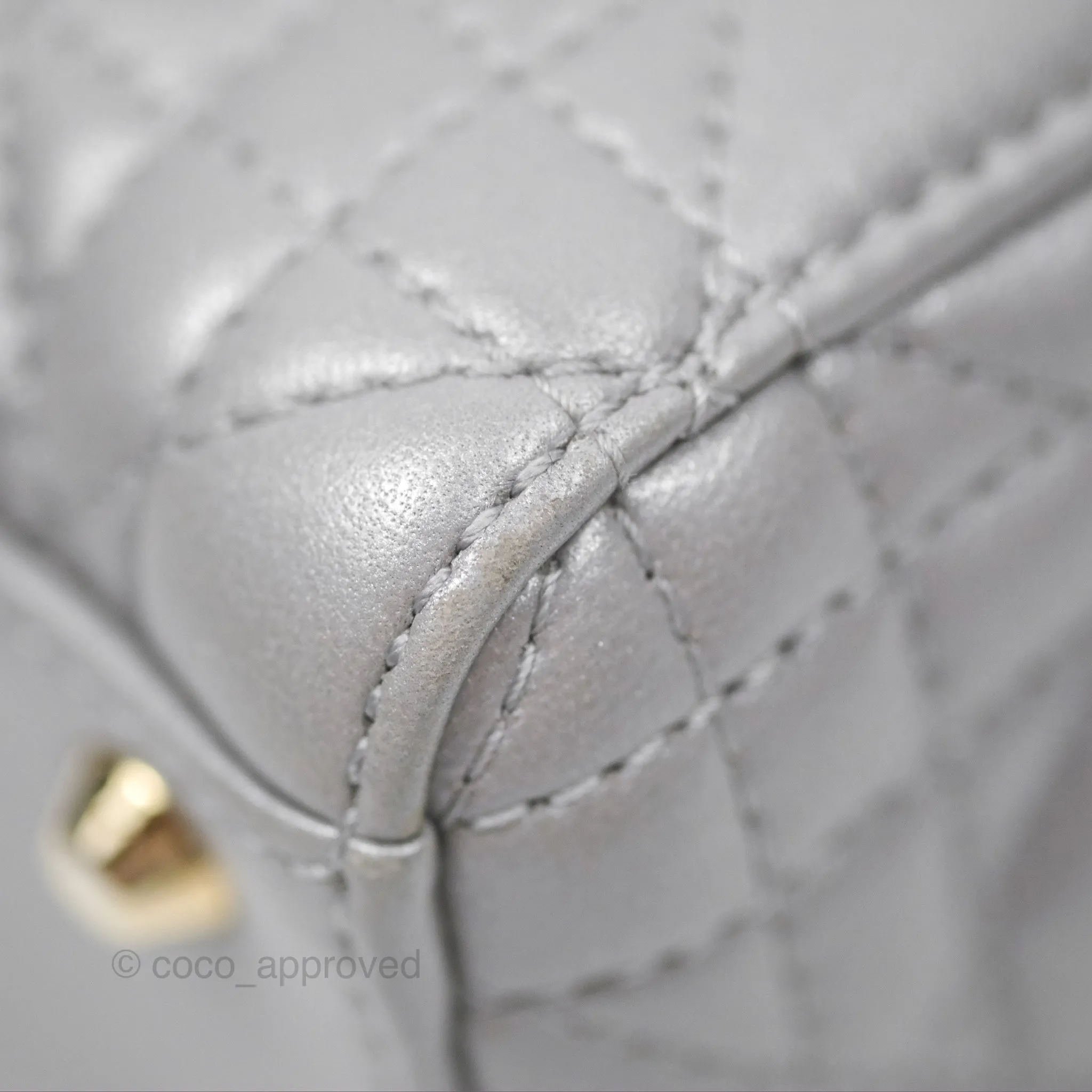 Christian Dior Lambskin Cannage Mini Lady Dior Iridescent Grey Gold Hardware