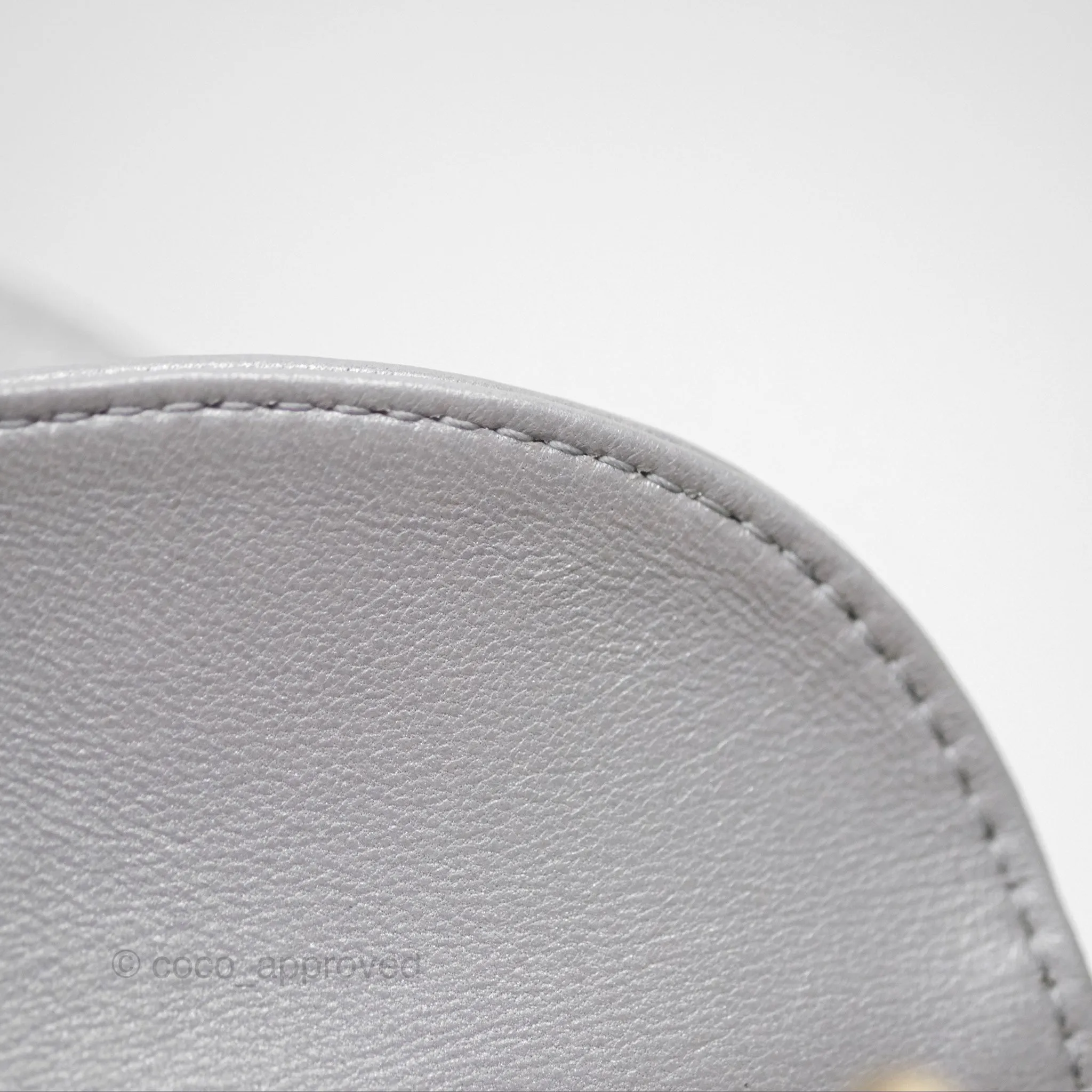 Christian Dior Lambskin Cannage Mini Lady Dior Iridescent Grey Gold Hardware
