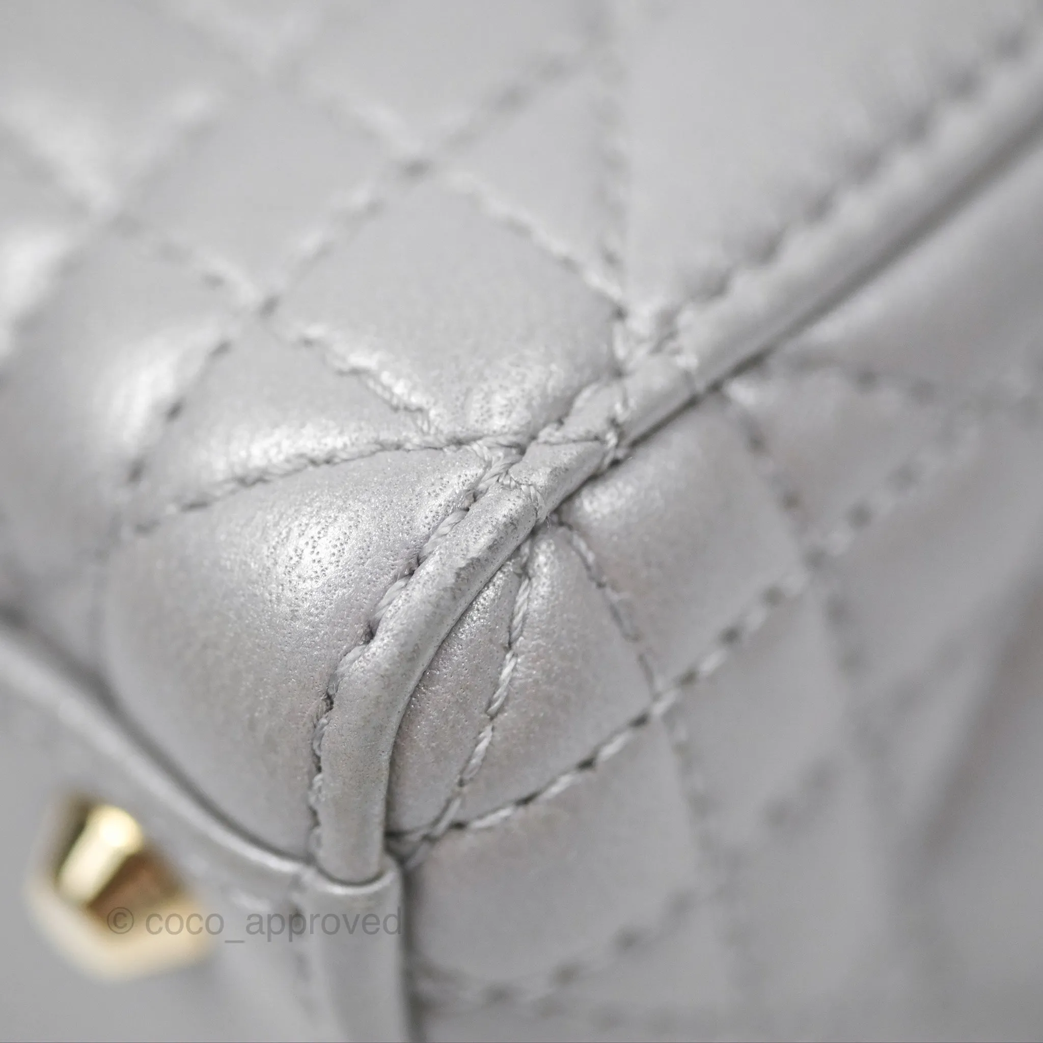 Christian Dior Lambskin Cannage Mini Lady Dior Iridescent Grey Gold Hardware
