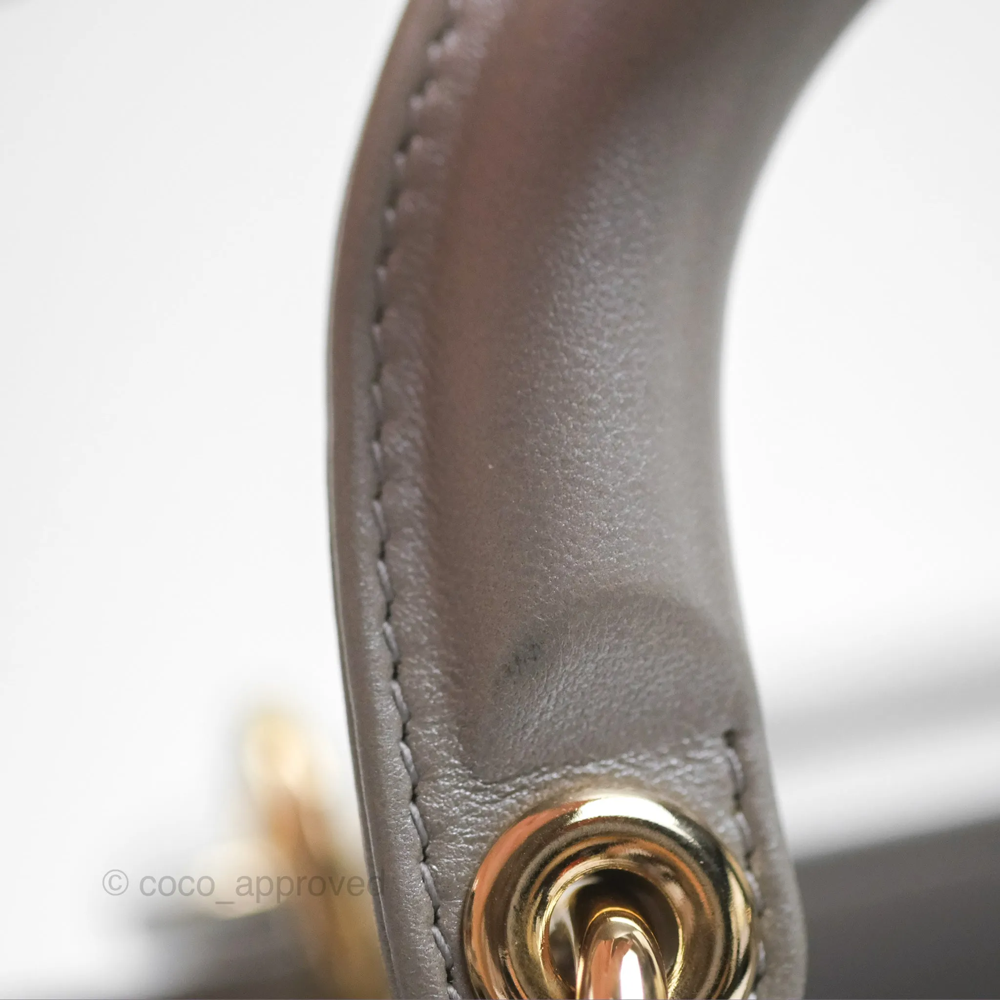 Christian Dior Lambskin Cannage Mini Lady Dior Iridescent Grey Gold Hardware