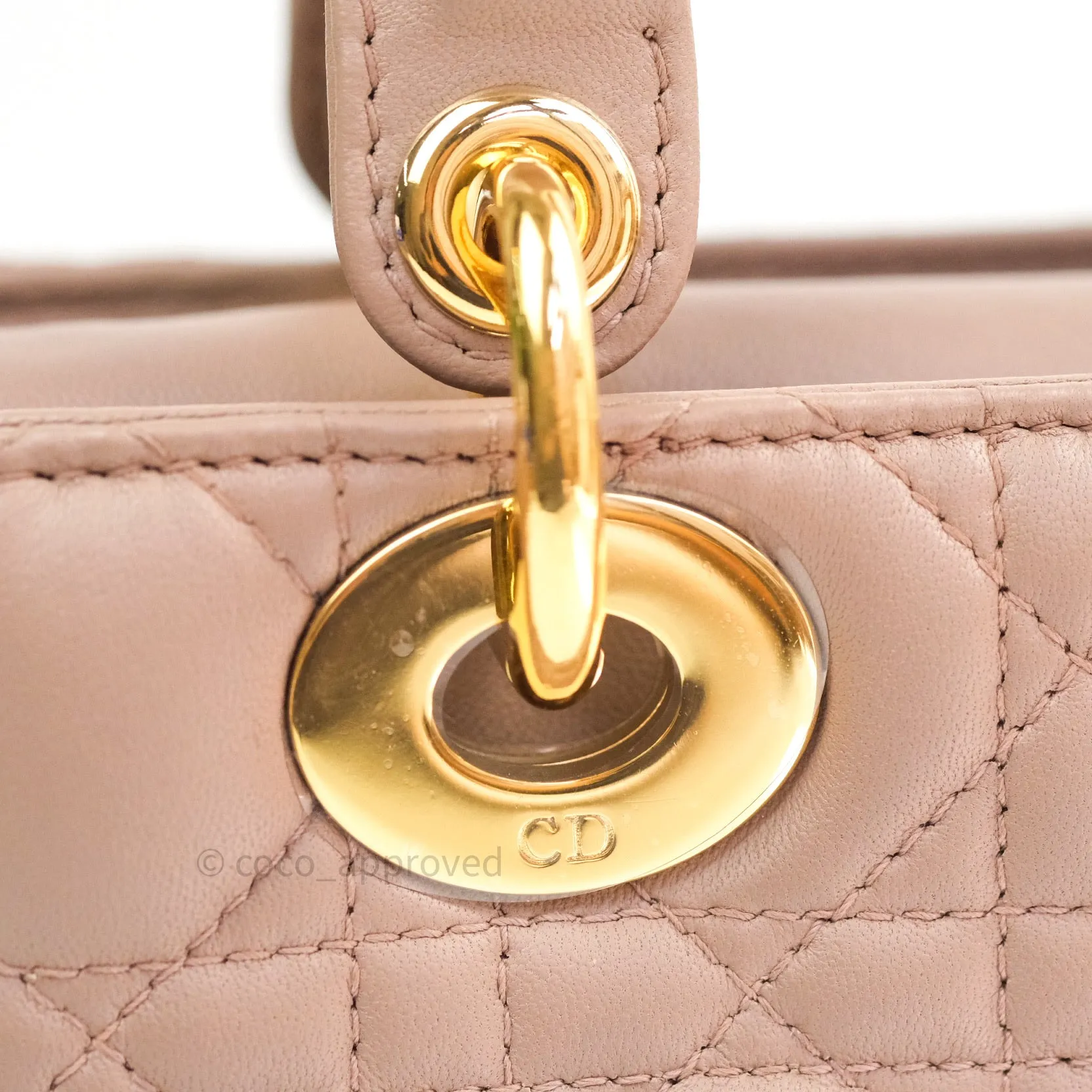 Christian Dior Lambskin My ABCDior Lady Dior Dark Beige Gold Hardware