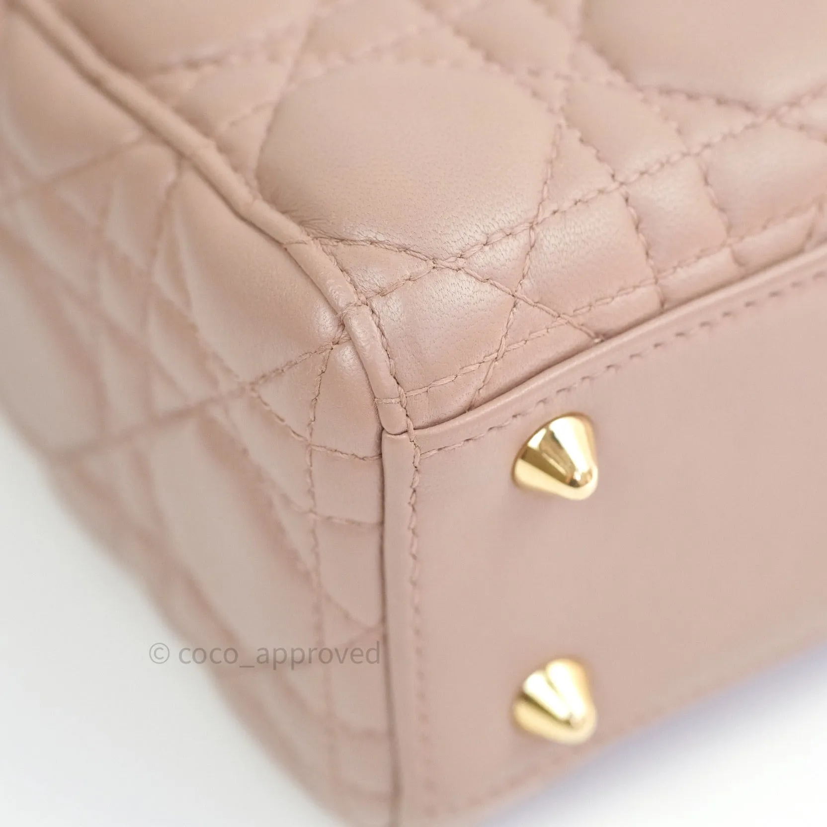Christian Dior Lambskin My ABCDior Lady Dior Dark Beige Gold Hardware