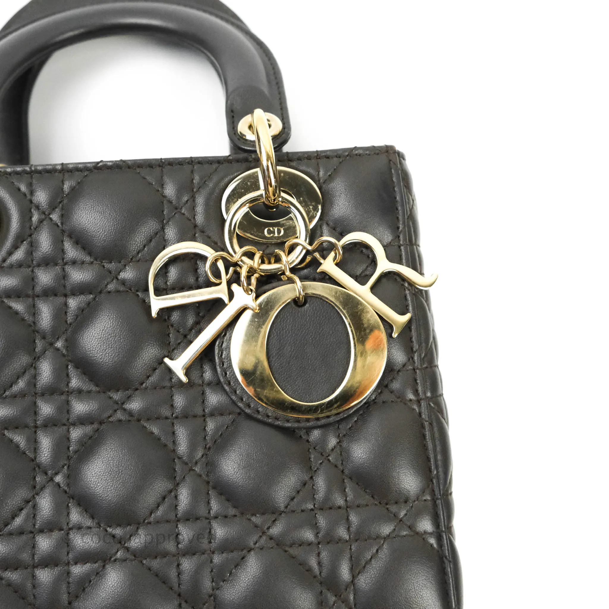Christian Dior Lambskin My ABCDior Lady Dior Dark Grey Gold Hardware