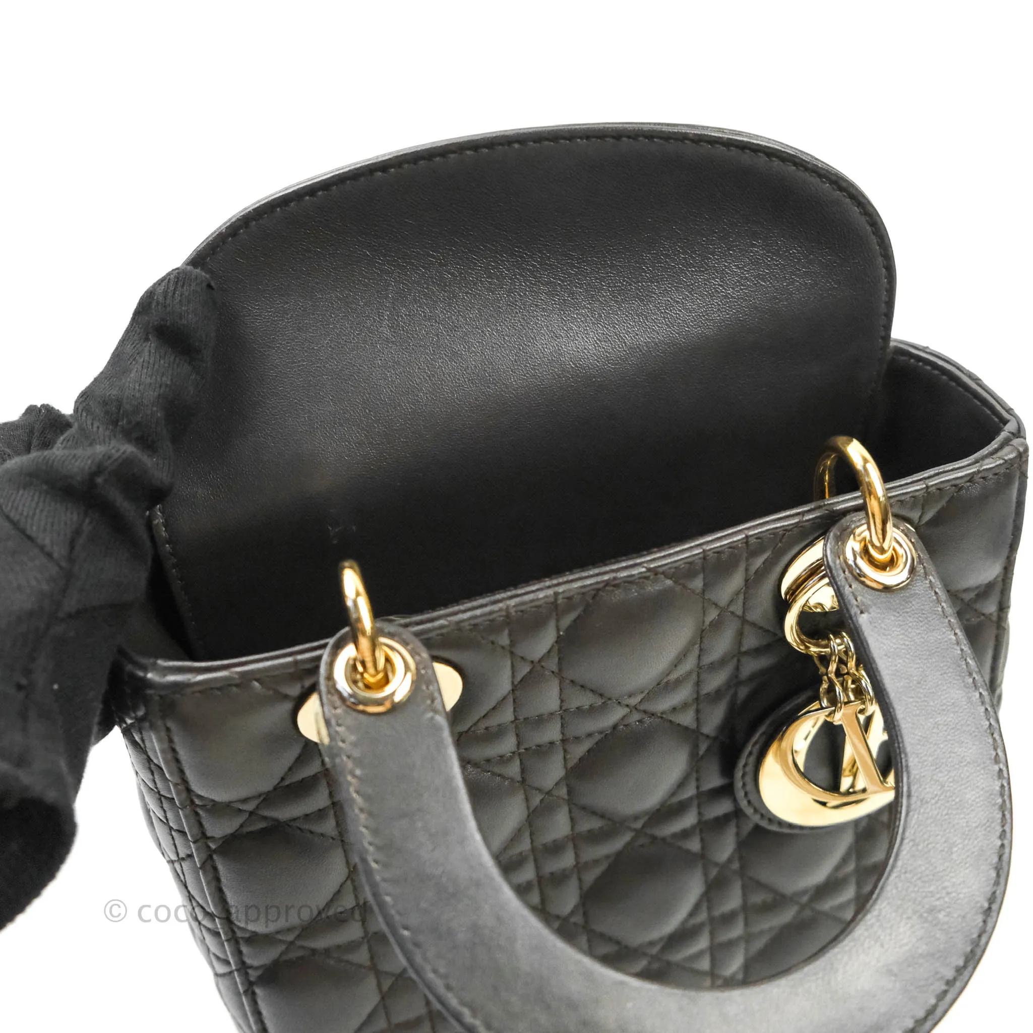 Christian Dior Lambskin My ABCDior Lady Dior Dark Grey Gold Hardware