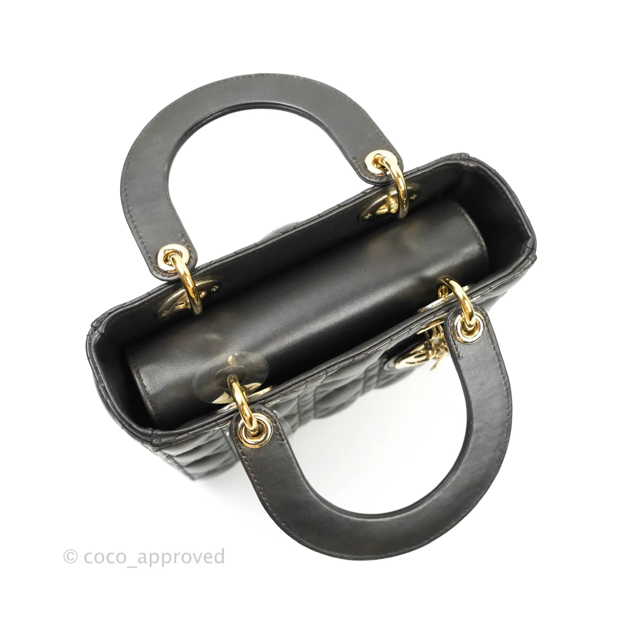 Christian Dior Lambskin My ABCDior Lady Dior Dark Grey Gold Hardware