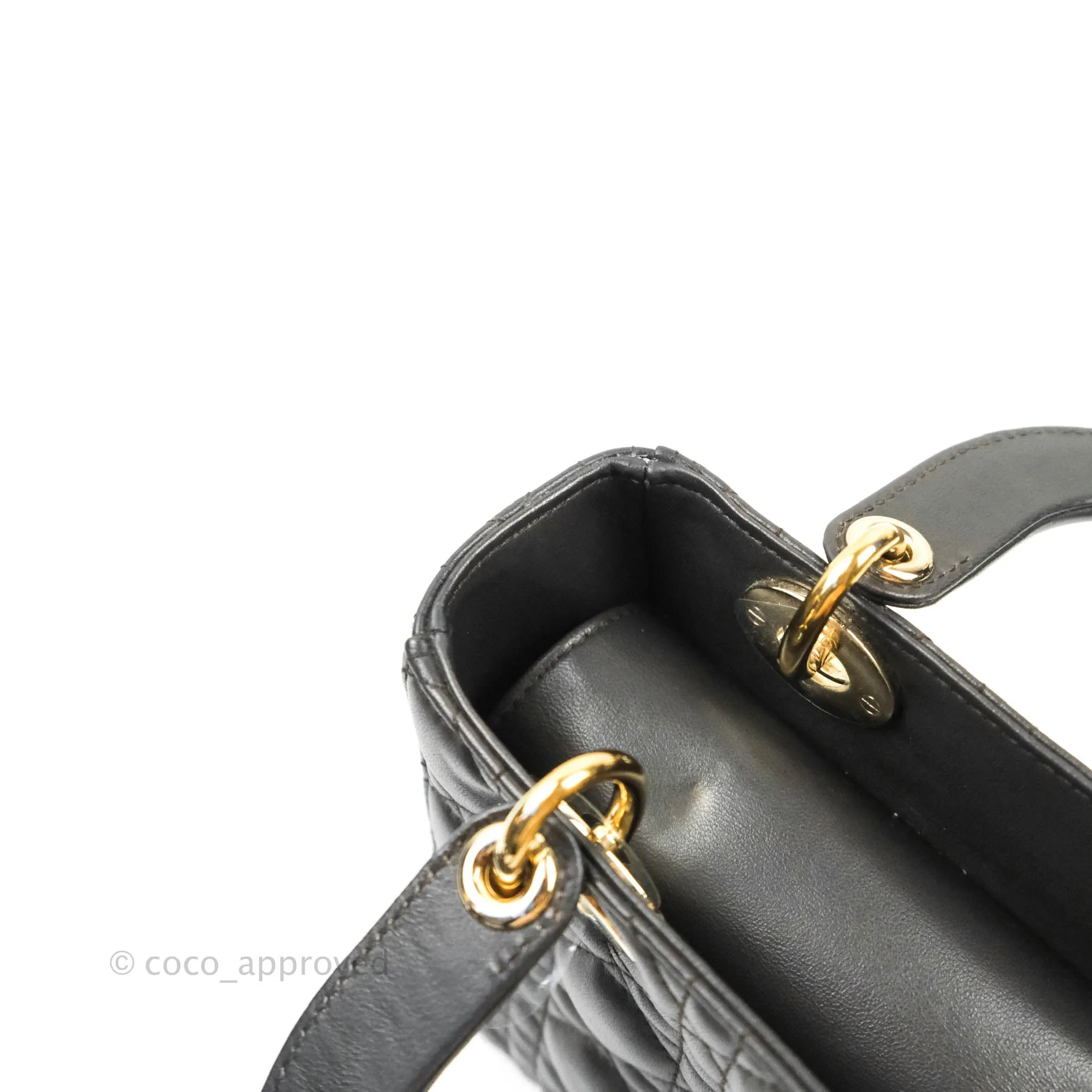 Christian Dior Lambskin My ABCDior Lady Dior Dark Grey Gold Hardware