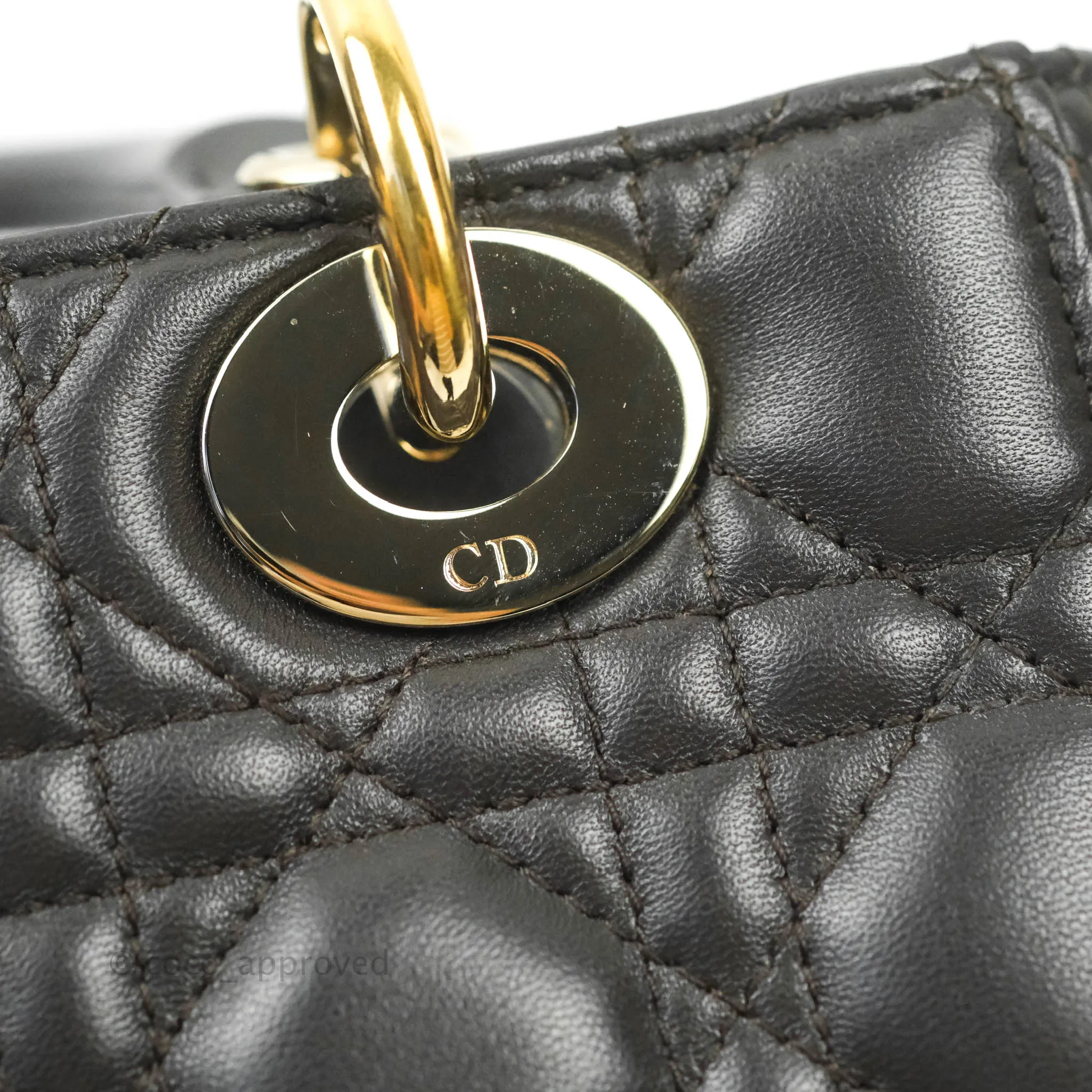 Christian Dior Lambskin My ABCDior Lady Dior Dark Grey Gold Hardware