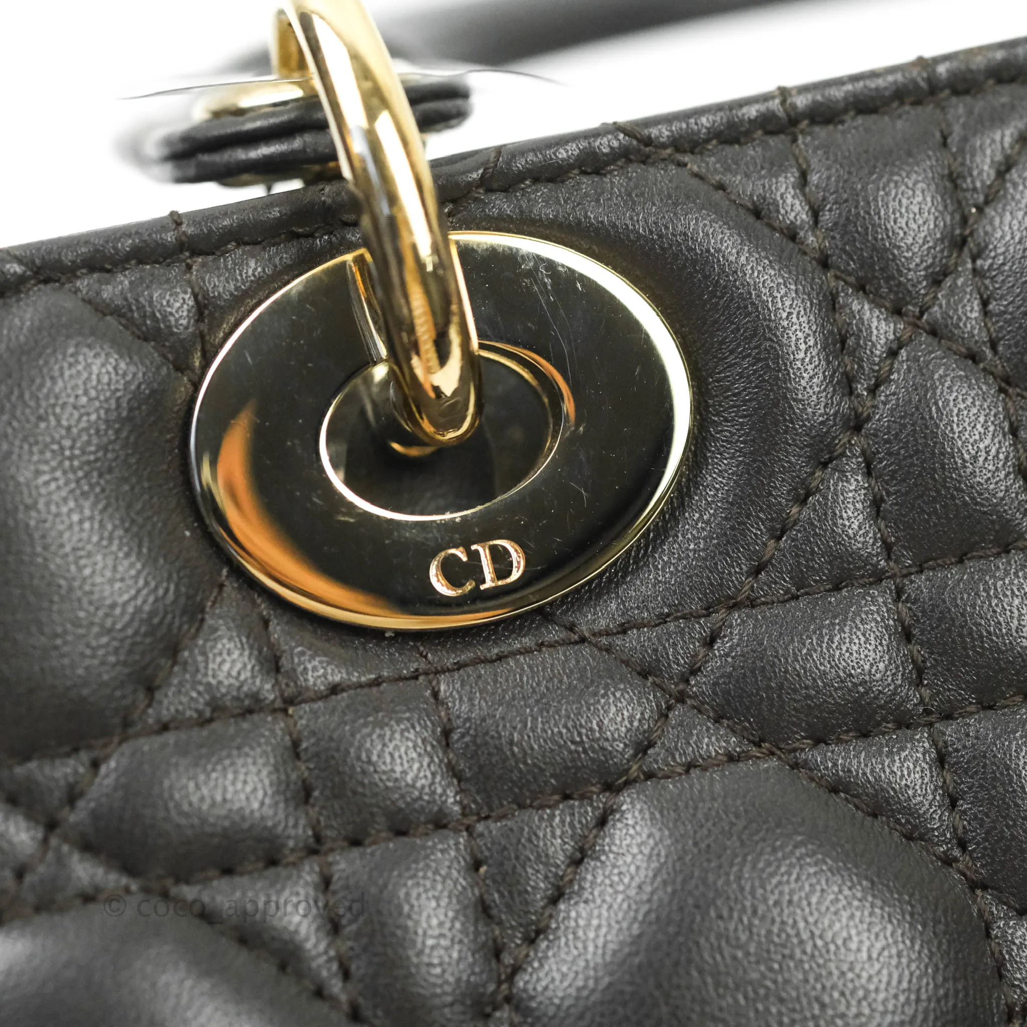 Christian Dior Lambskin My ABCDior Lady Dior Dark Grey Gold Hardware