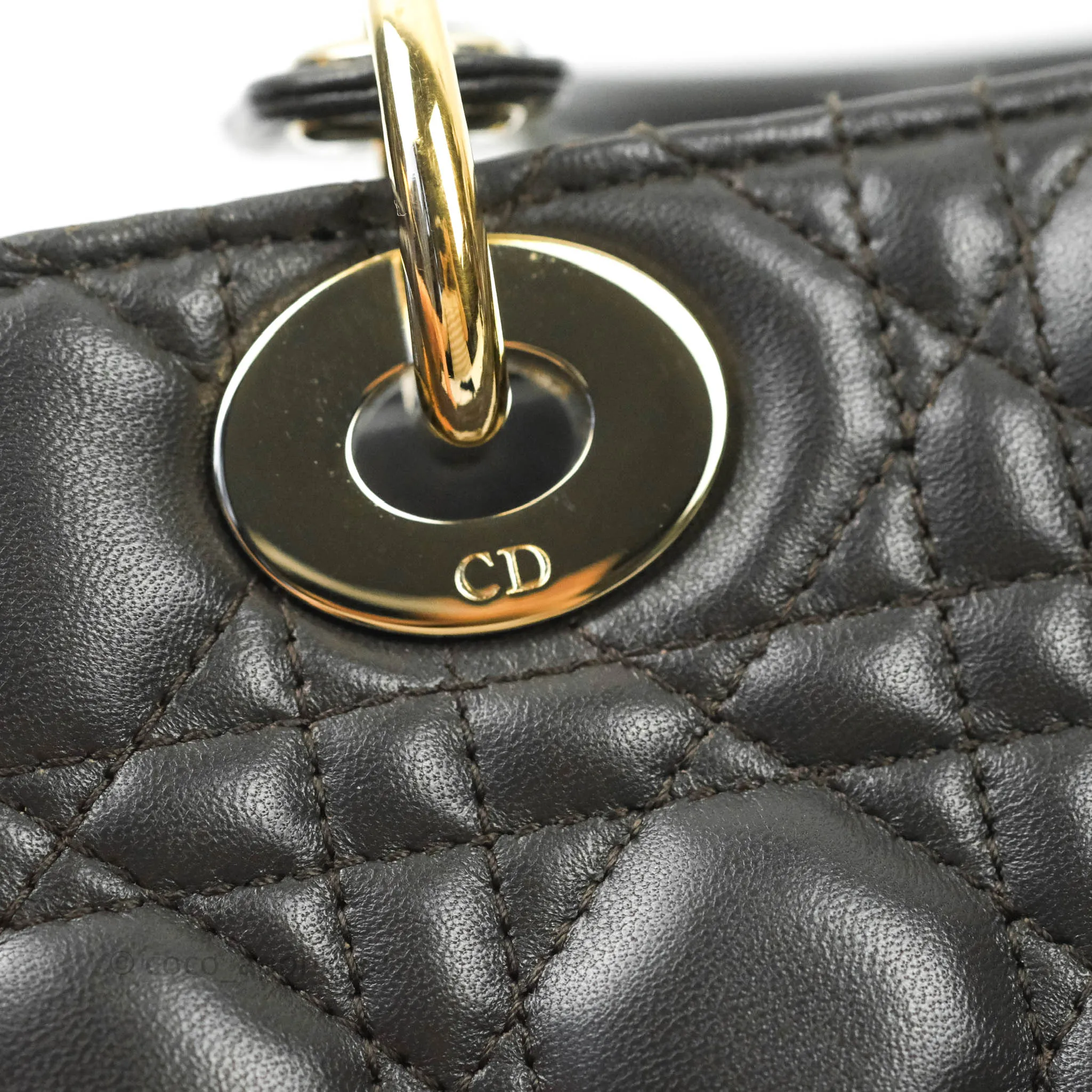 Christian Dior Lambskin My ABCDior Lady Dior Dark Grey Gold Hardware