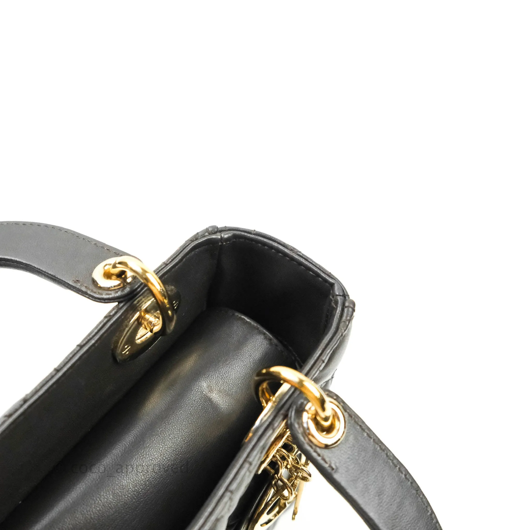 Christian Dior Lambskin My ABCDior Lady Dior Dark Grey Gold Hardware