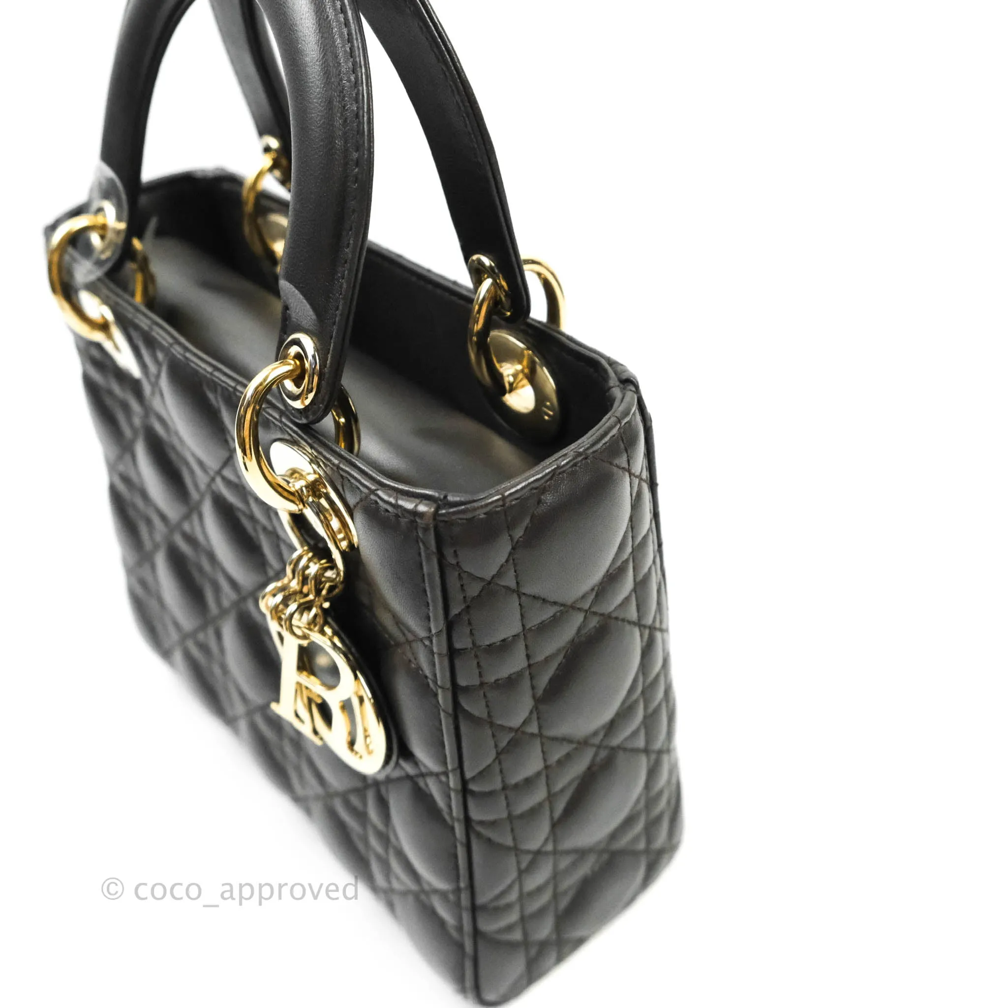 Christian Dior Lambskin My ABCDior Lady Dior Dark Grey Gold Hardware