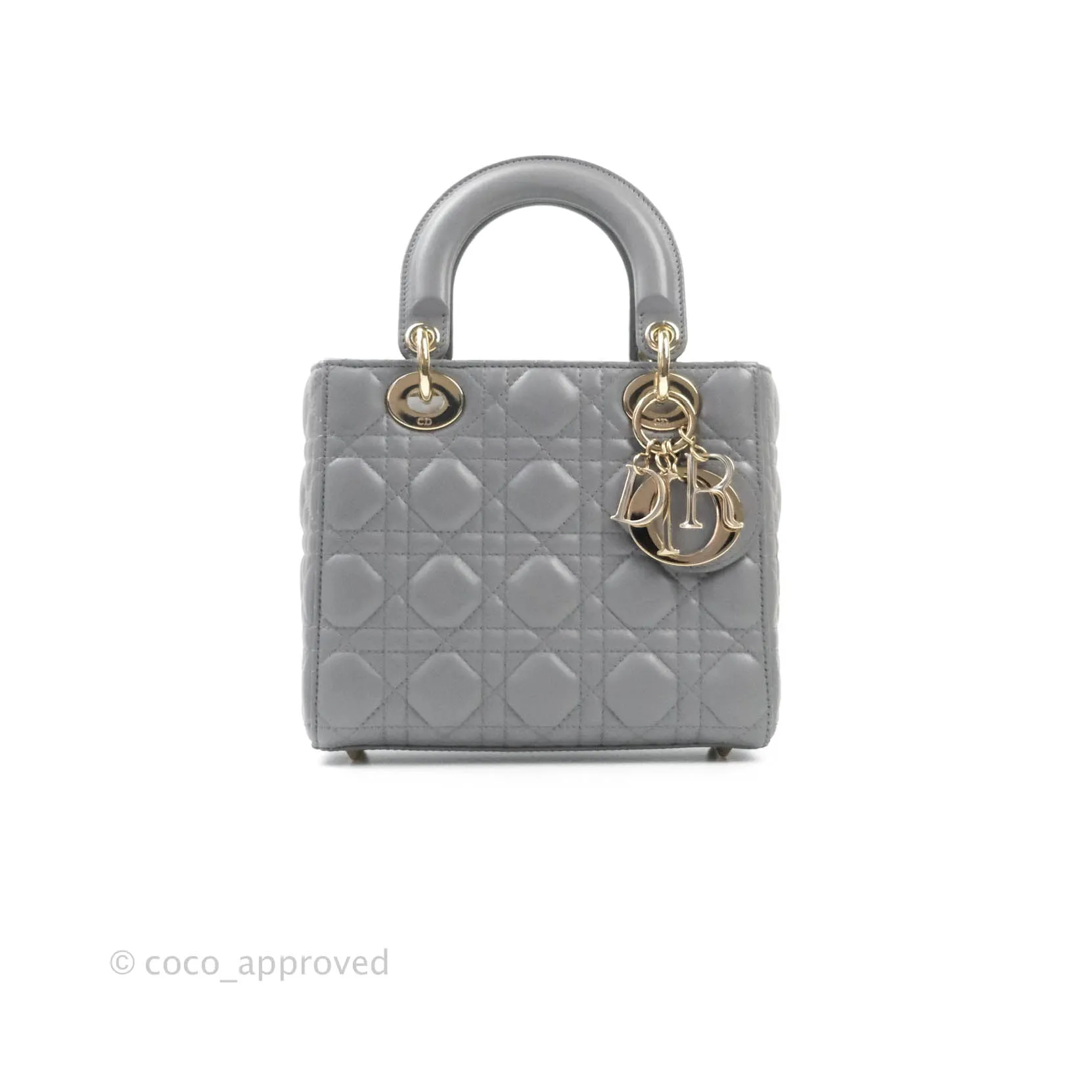 Christian Dior Lambskin My ABCDior Lady Dior Grey Gold Hardware