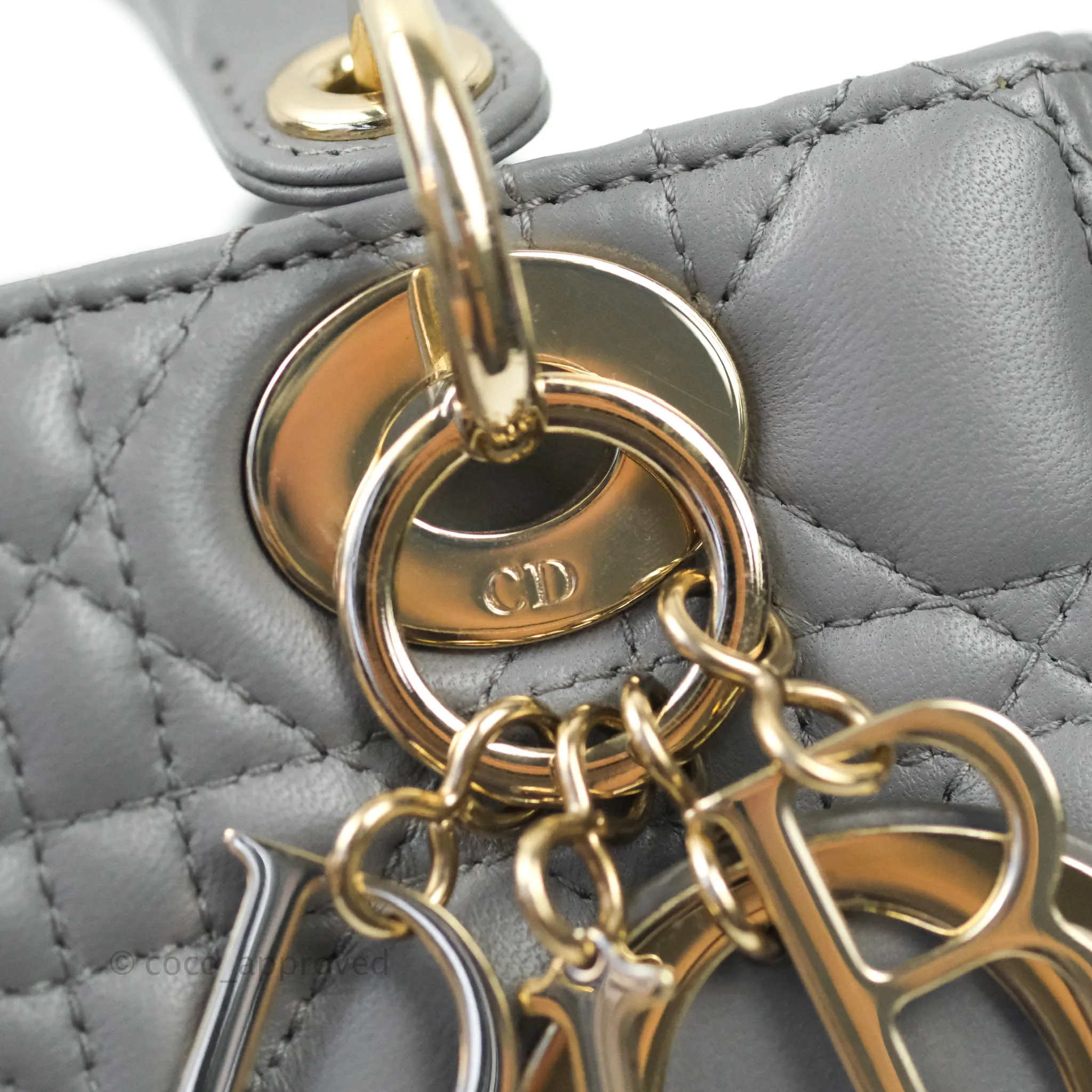 Christian Dior Lambskin My ABCDior Lady Dior Grey Gold Hardware