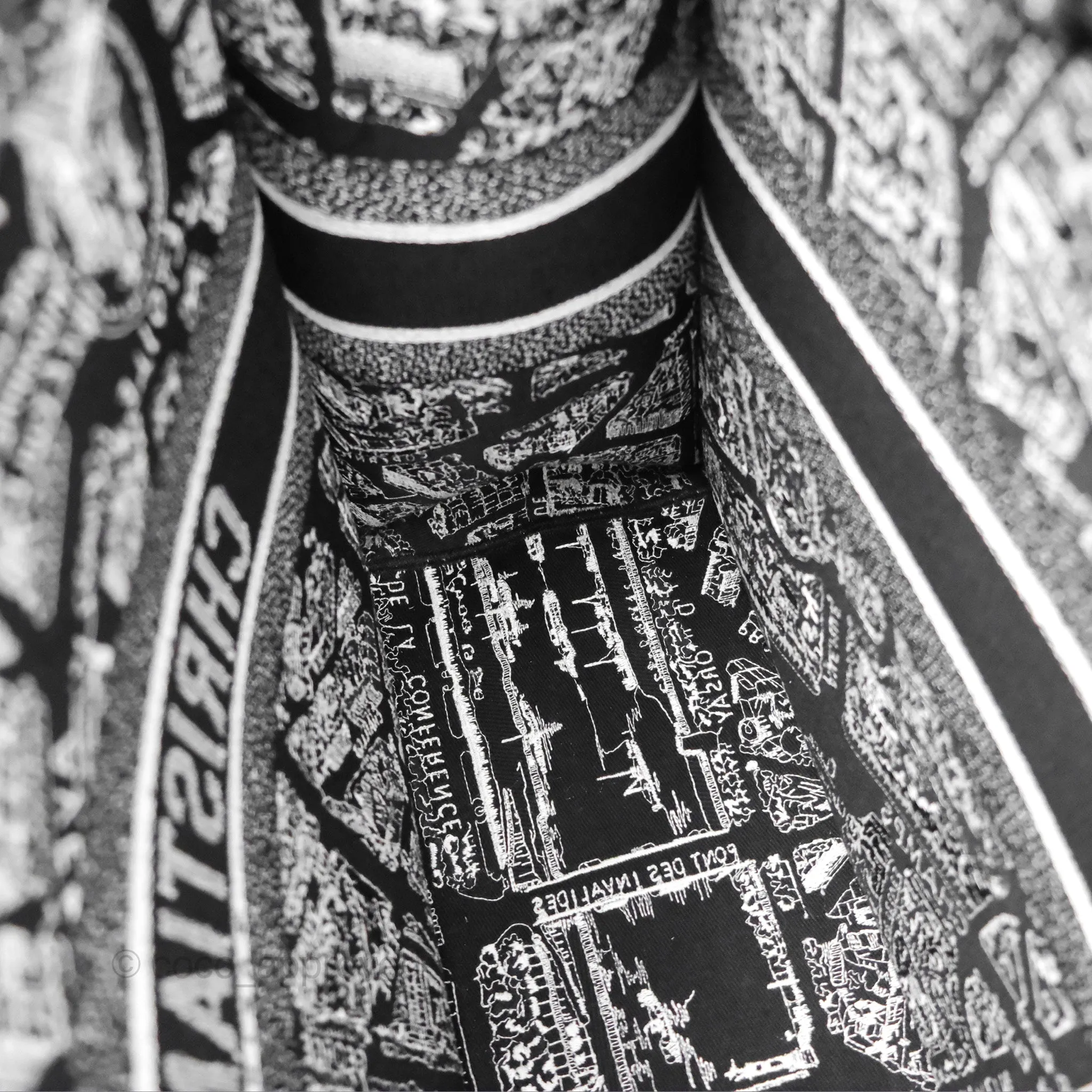 Christian Dior Large Dior Black and White Plan de Paris Embroidery Book Tote