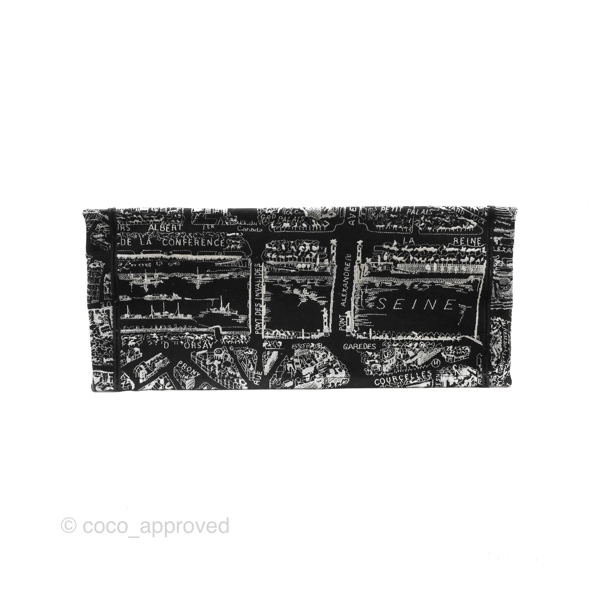 Christian Dior Large Dior Black and White Plan de Paris Embroidery Book Tote