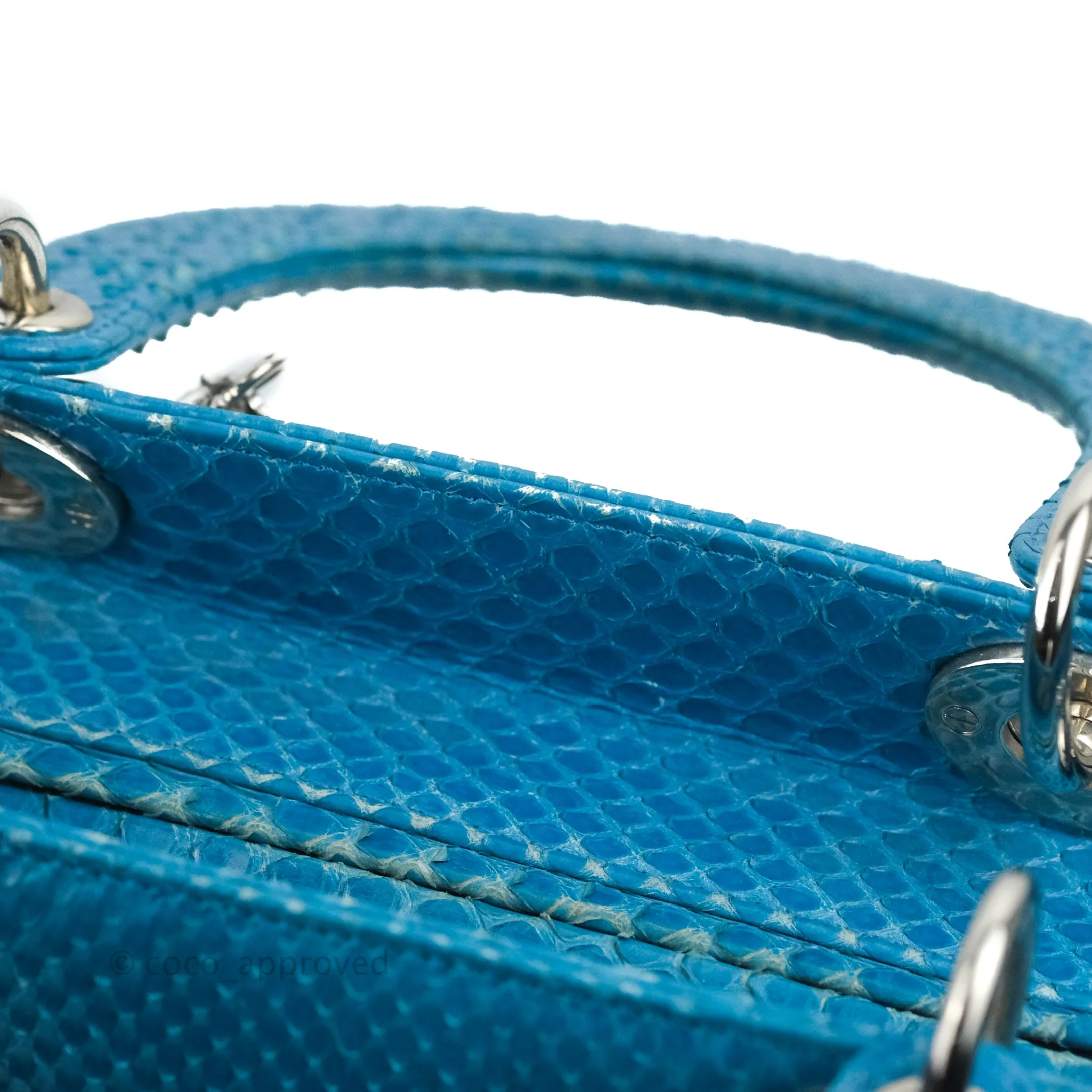 Christian Dior Large Lady Dior Python Blue Silver Hardware
