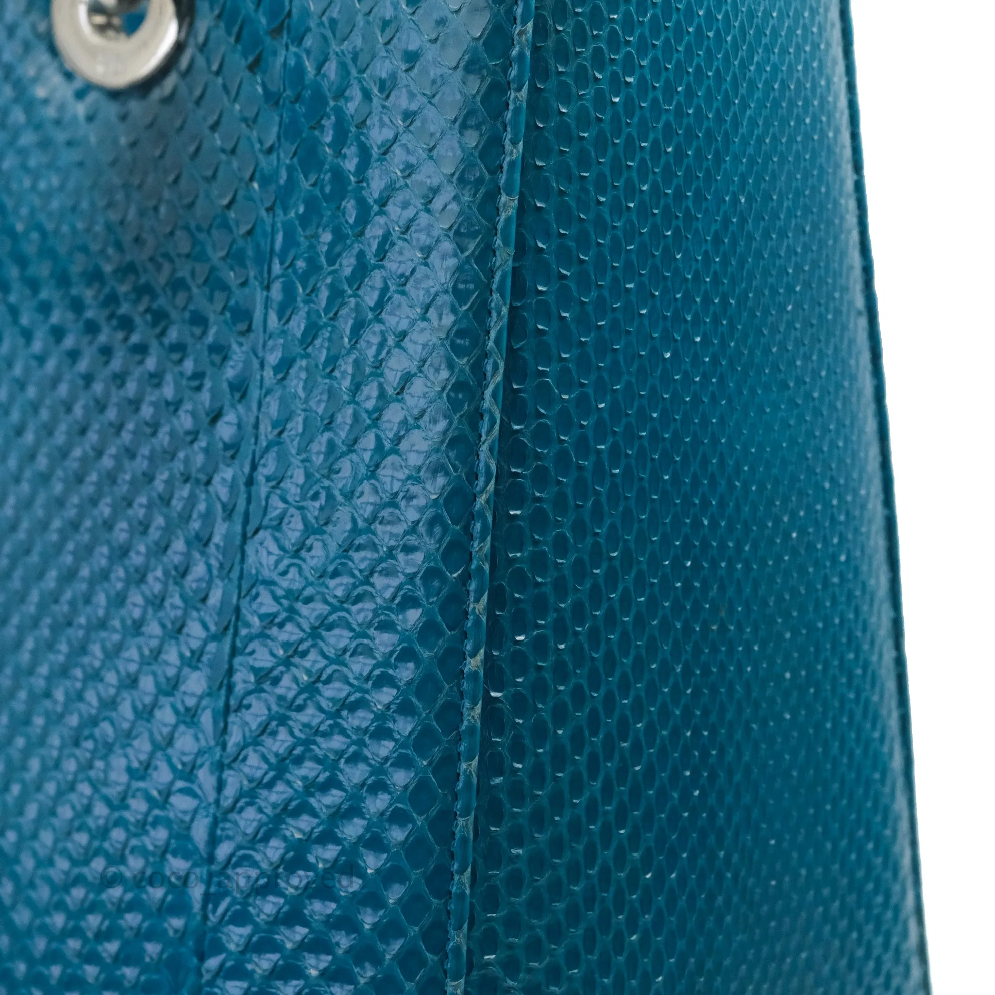 Christian Dior Large Lady Dior Python Blue Silver Hardware