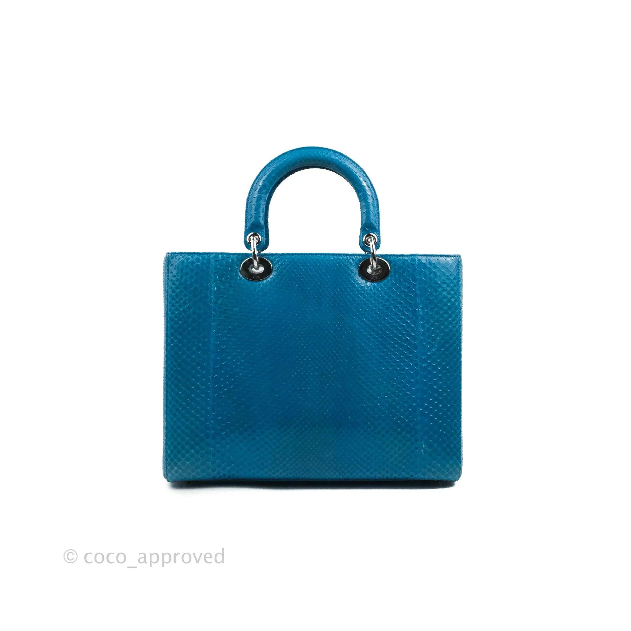 Christian Dior Large Lady Dior Python Blue Silver Hardware