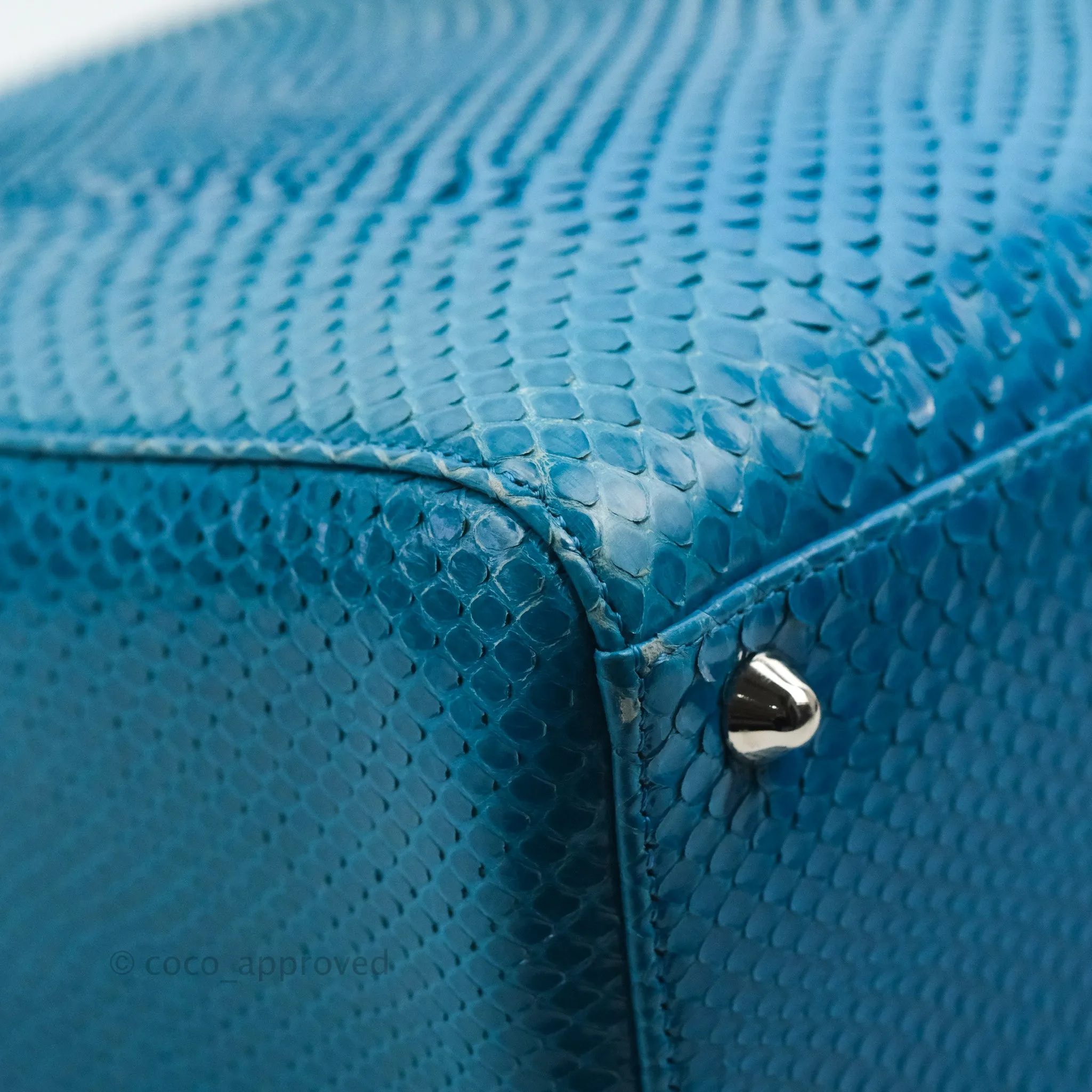 Christian Dior Large Lady Dior Python Blue Silver Hardware