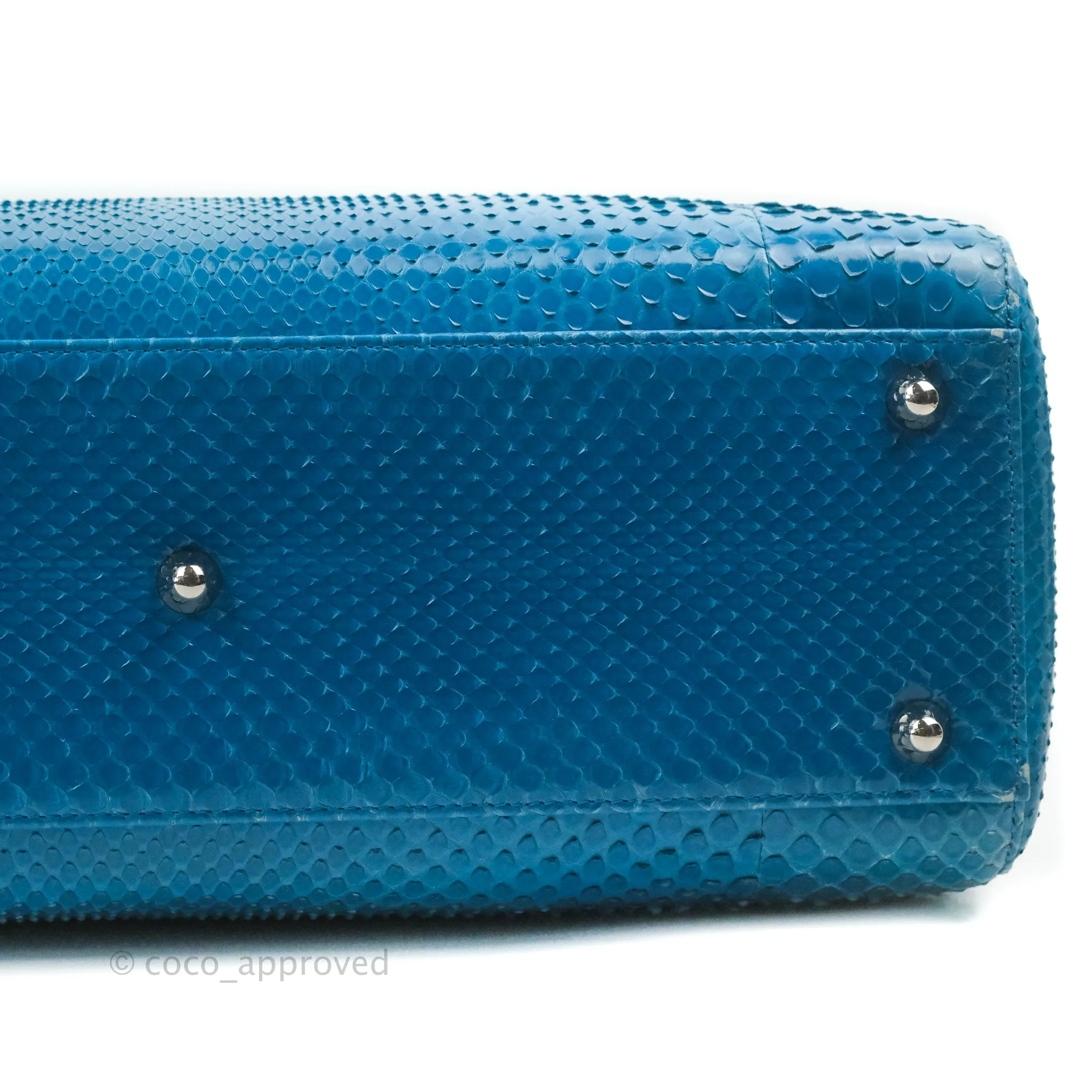 Christian Dior Large Lady Dior Python Blue Silver Hardware