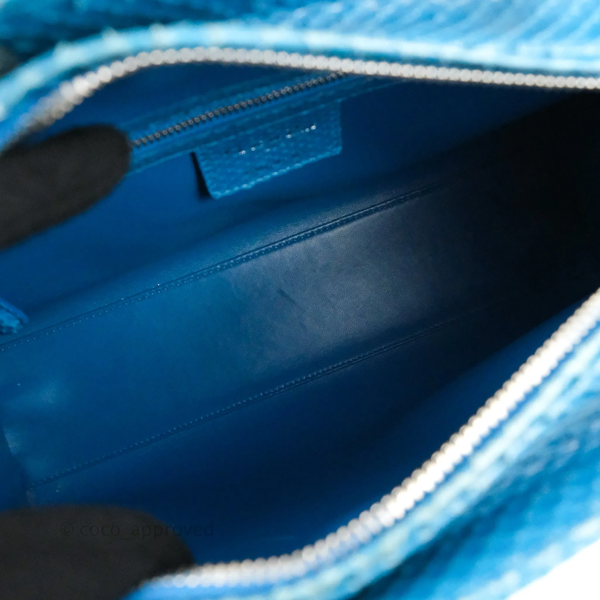 Christian Dior Large Lady Dior Python Blue Silver Hardware