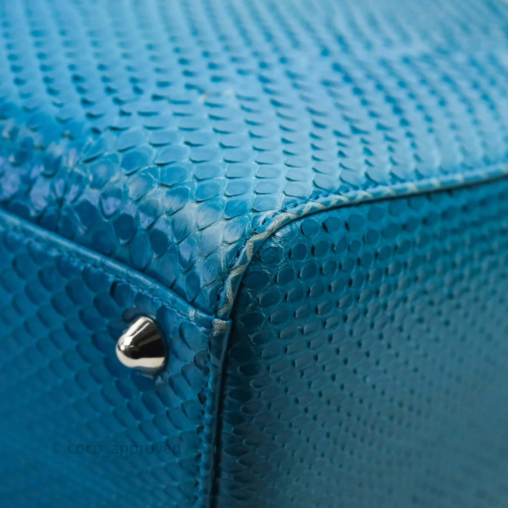 Christian Dior Large Lady Dior Python Blue Silver Hardware