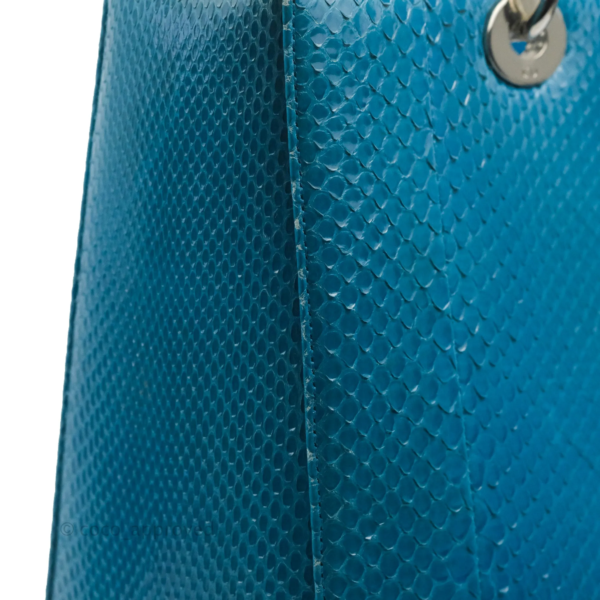 Christian Dior Large Lady Dior Python Blue Silver Hardware