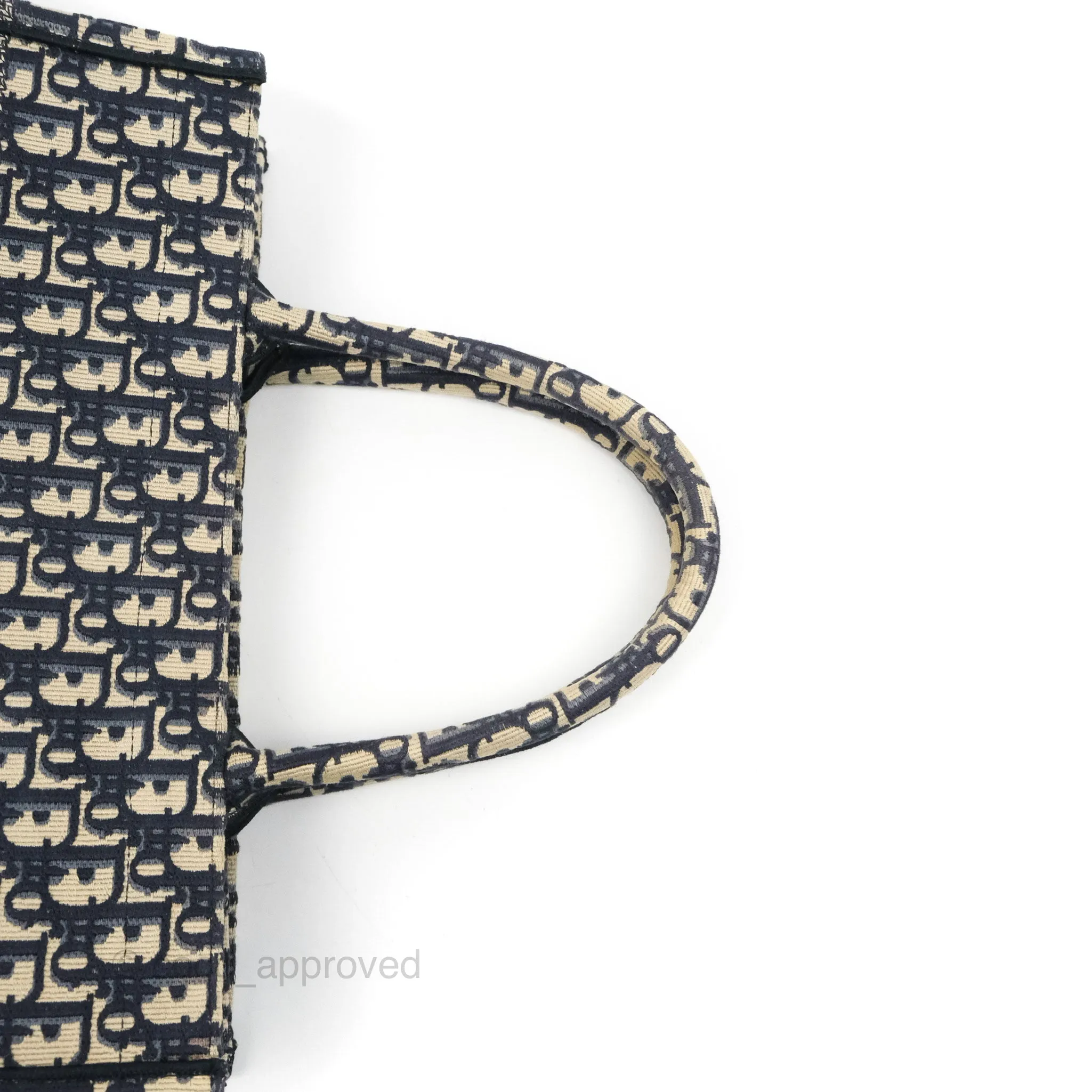 Christian Dior Medium Blue (Old Small) Dior Oblique Embroidery Canvas Book Tote