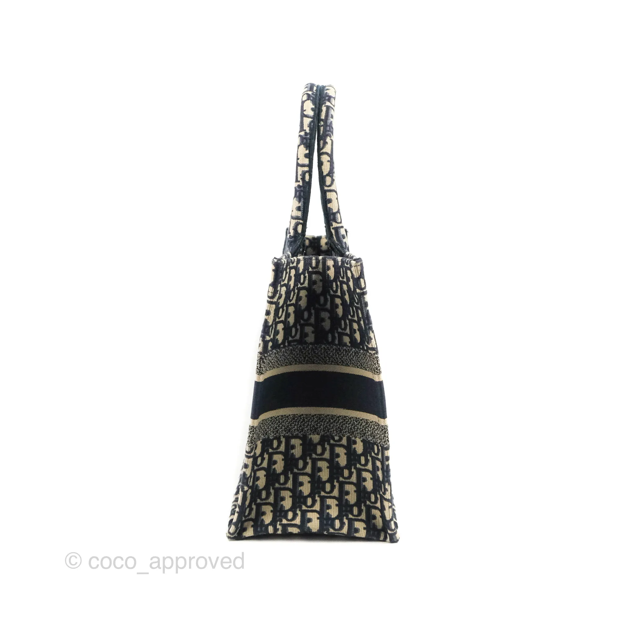 Christian Dior Medium Blue (Old Small) Dior Oblique Embroidery Canvas Book Tote