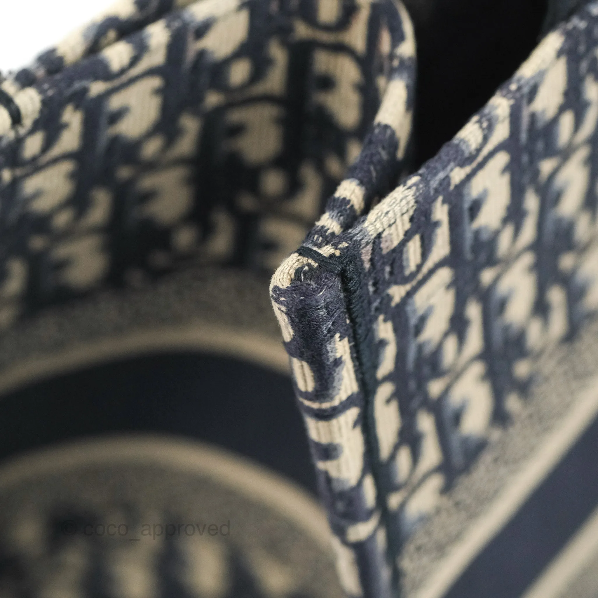Christian Dior Medium Blue (Old Small) Dior Oblique Embroidery Canvas Book Tote